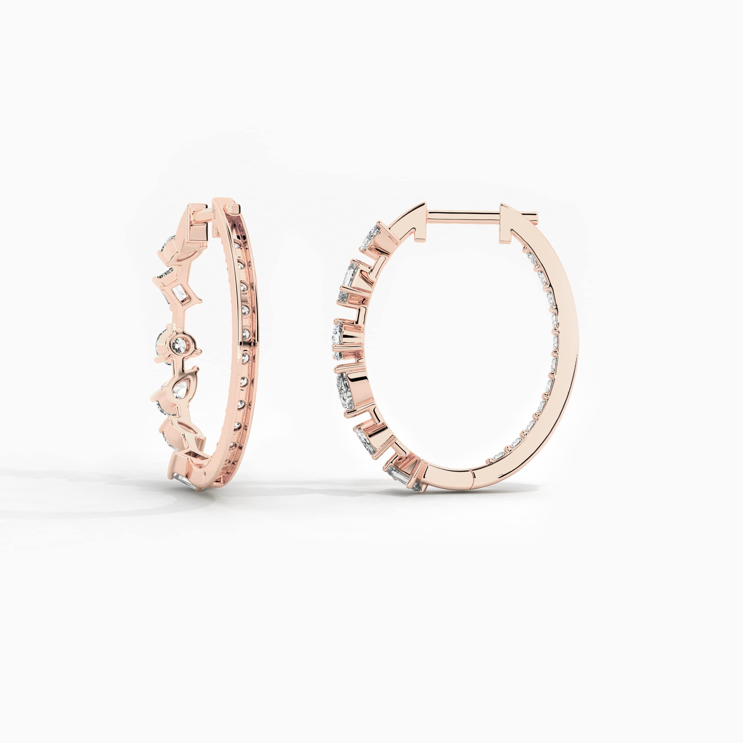 Pear and Marquise Multi Shaped Inside Out Hoop Earrings rose gold