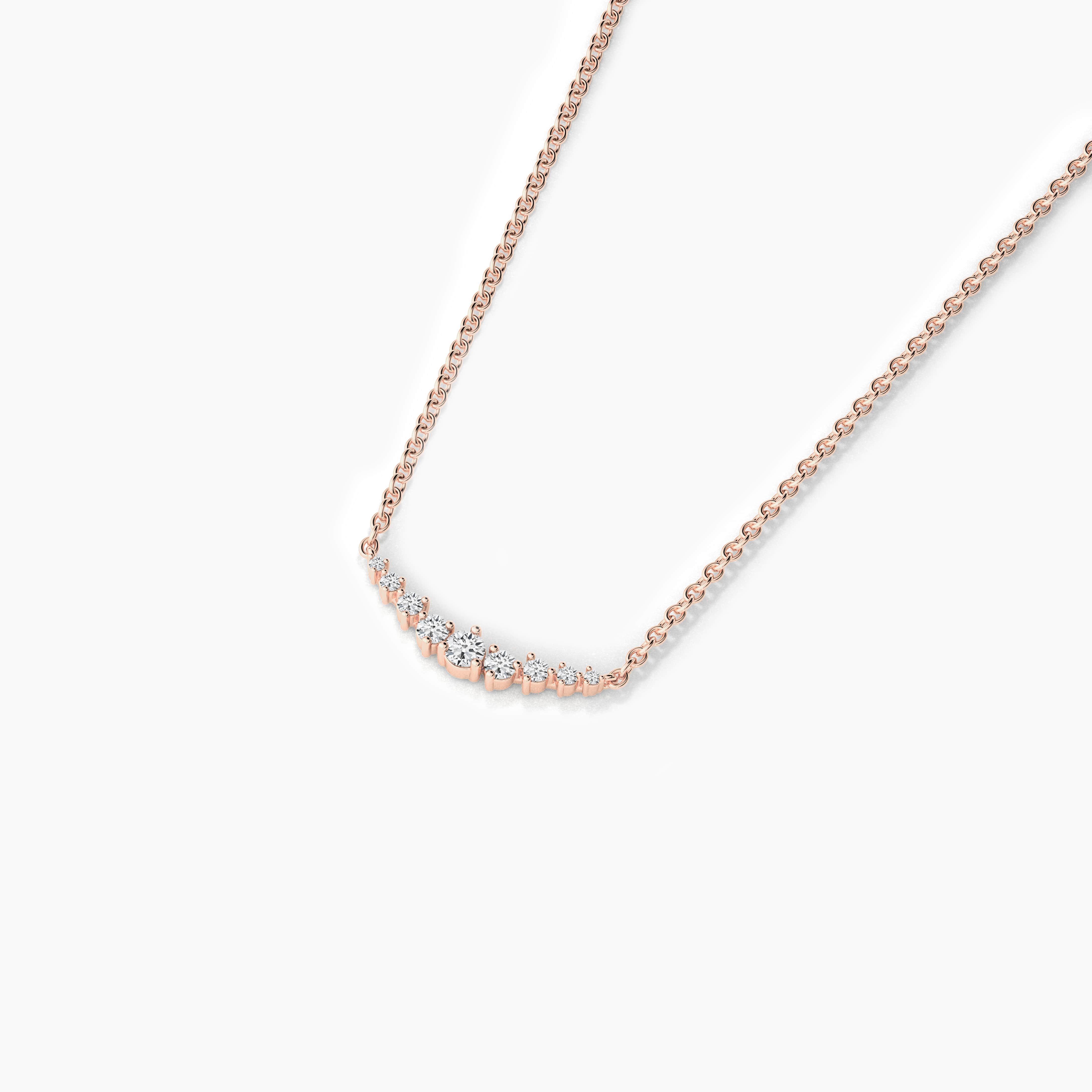 Round Shape Lab Grown Diamond Curved Necklace