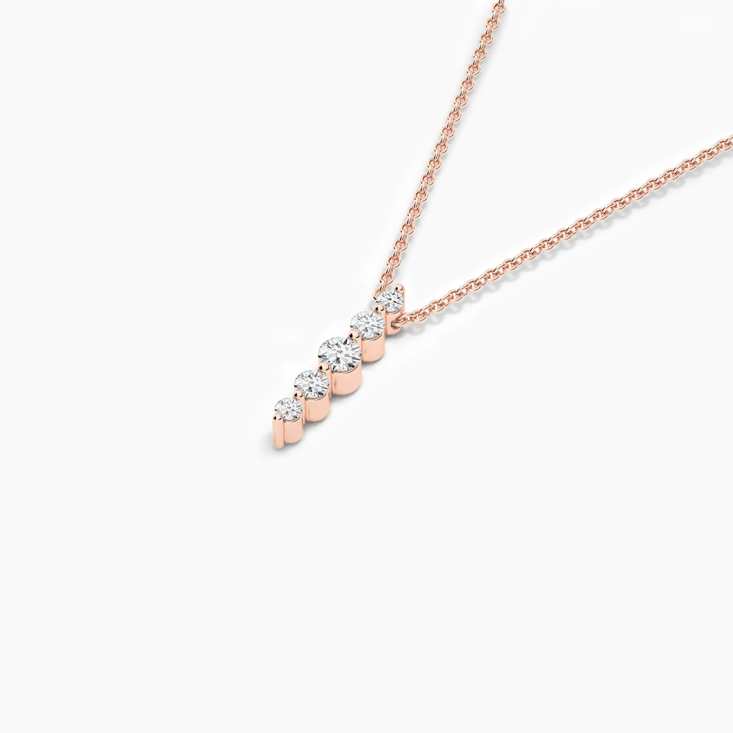 Round Cut Moissanite Diamond Necklace In Rose Gold For Woman