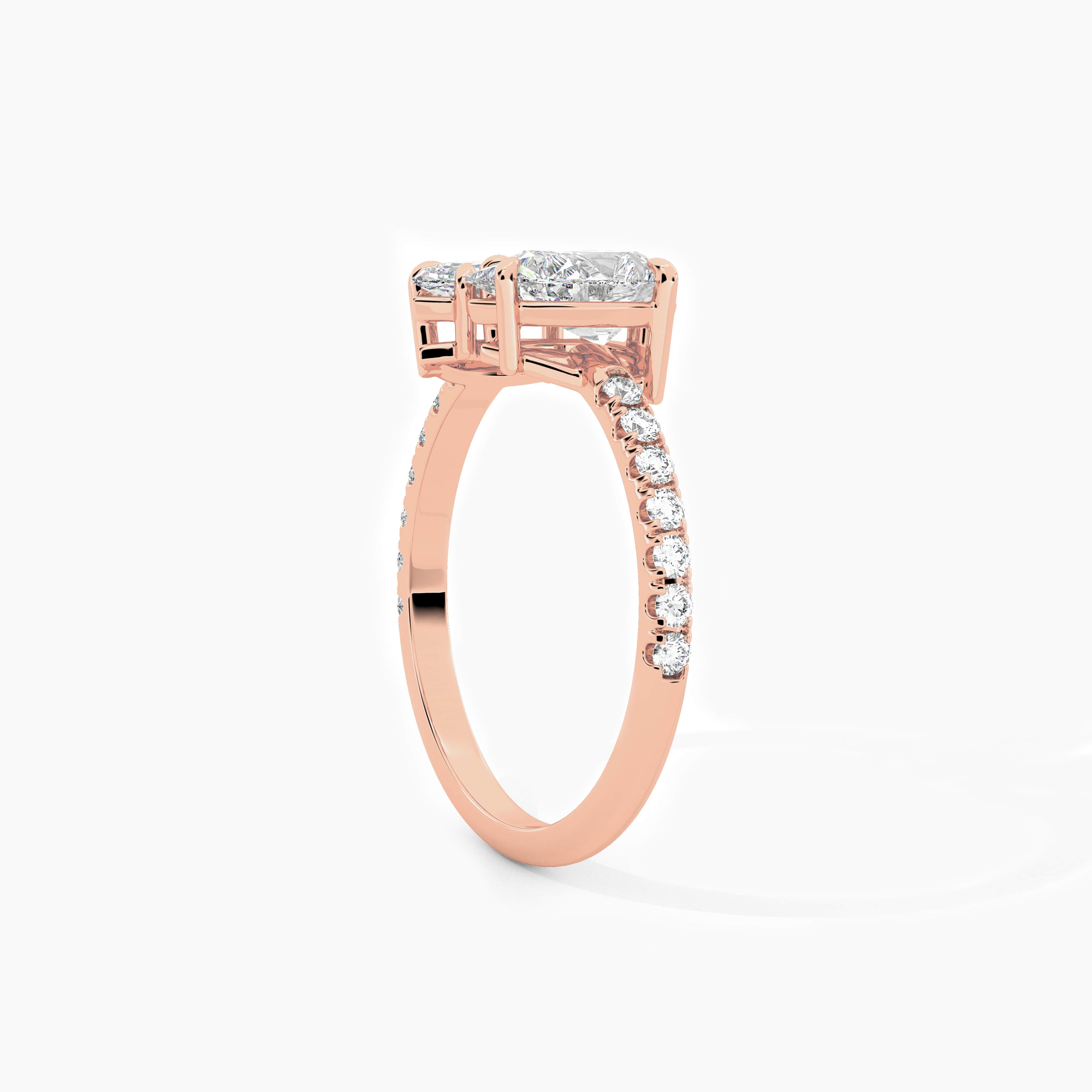 Pear And Marquise Cut Moissanite Toi Et Moi Diamond In Rose Gold