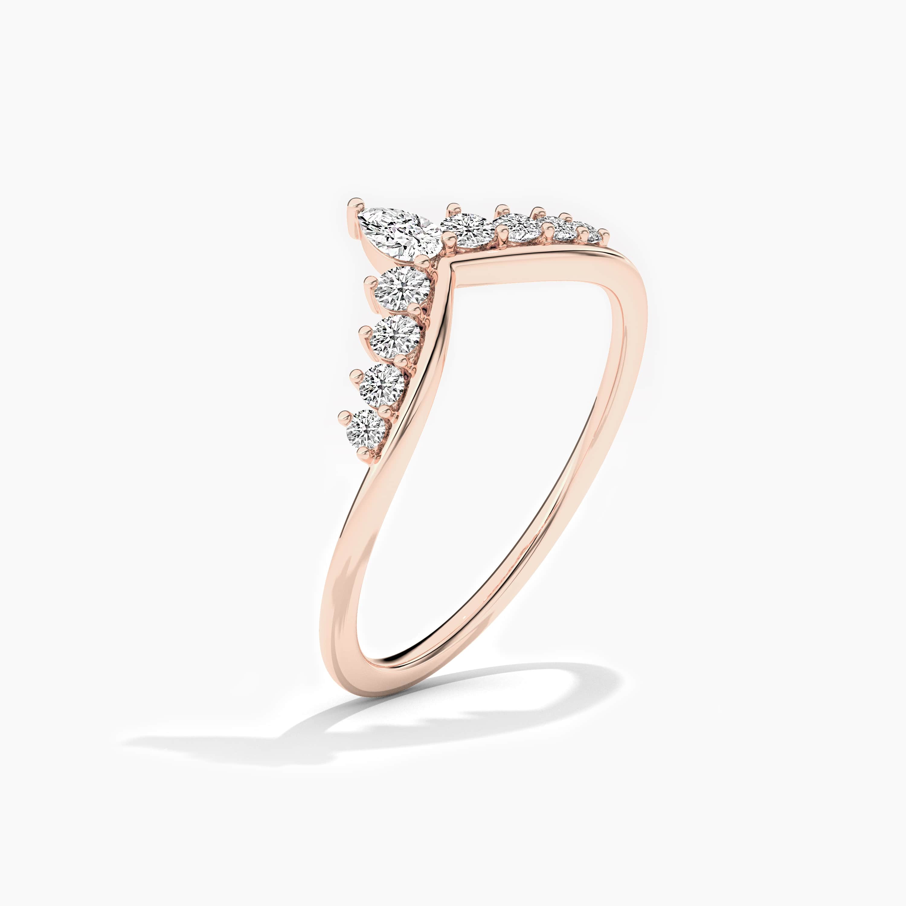 lab grown diamond curved ring rose gold 