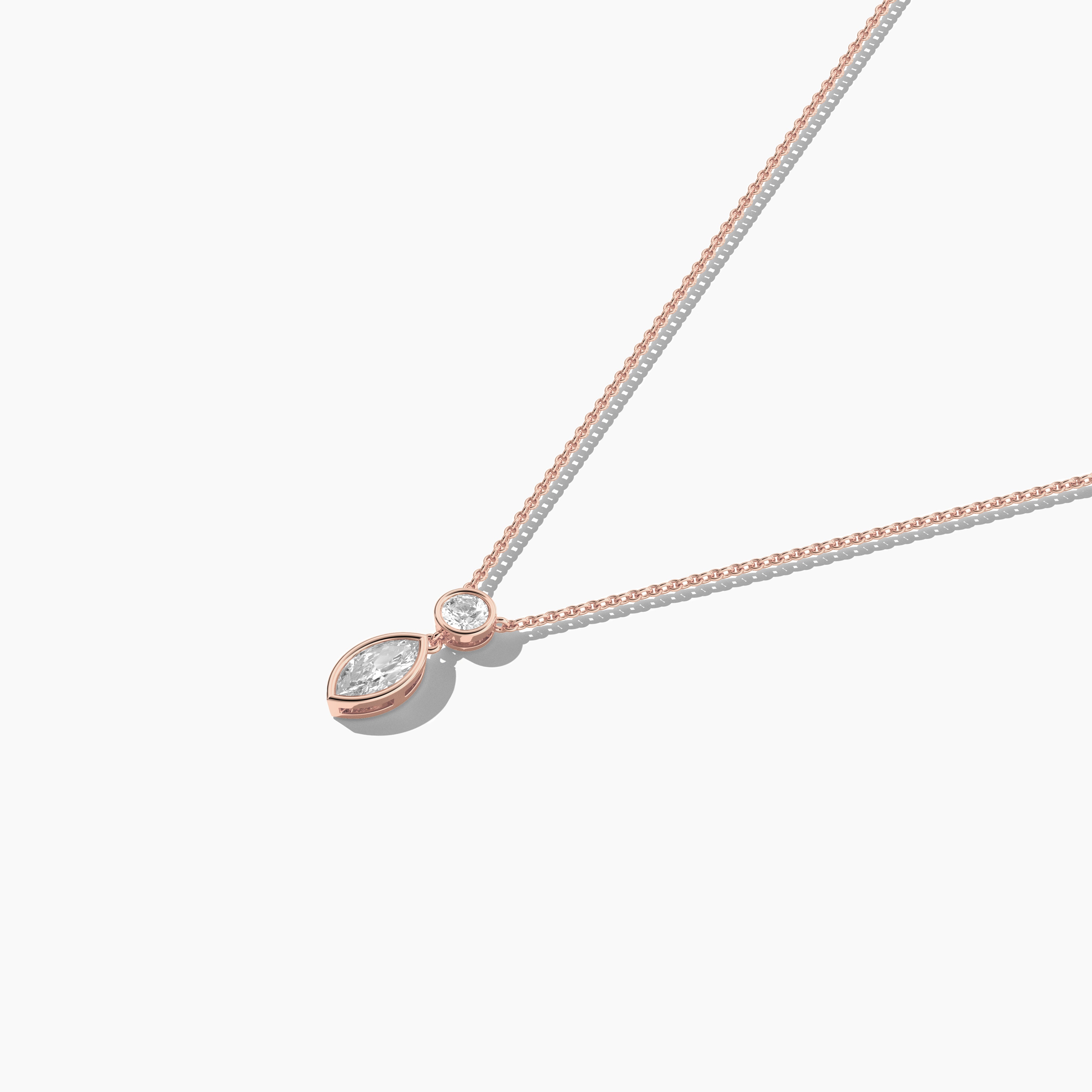 duo drop necklace in rose gold for women