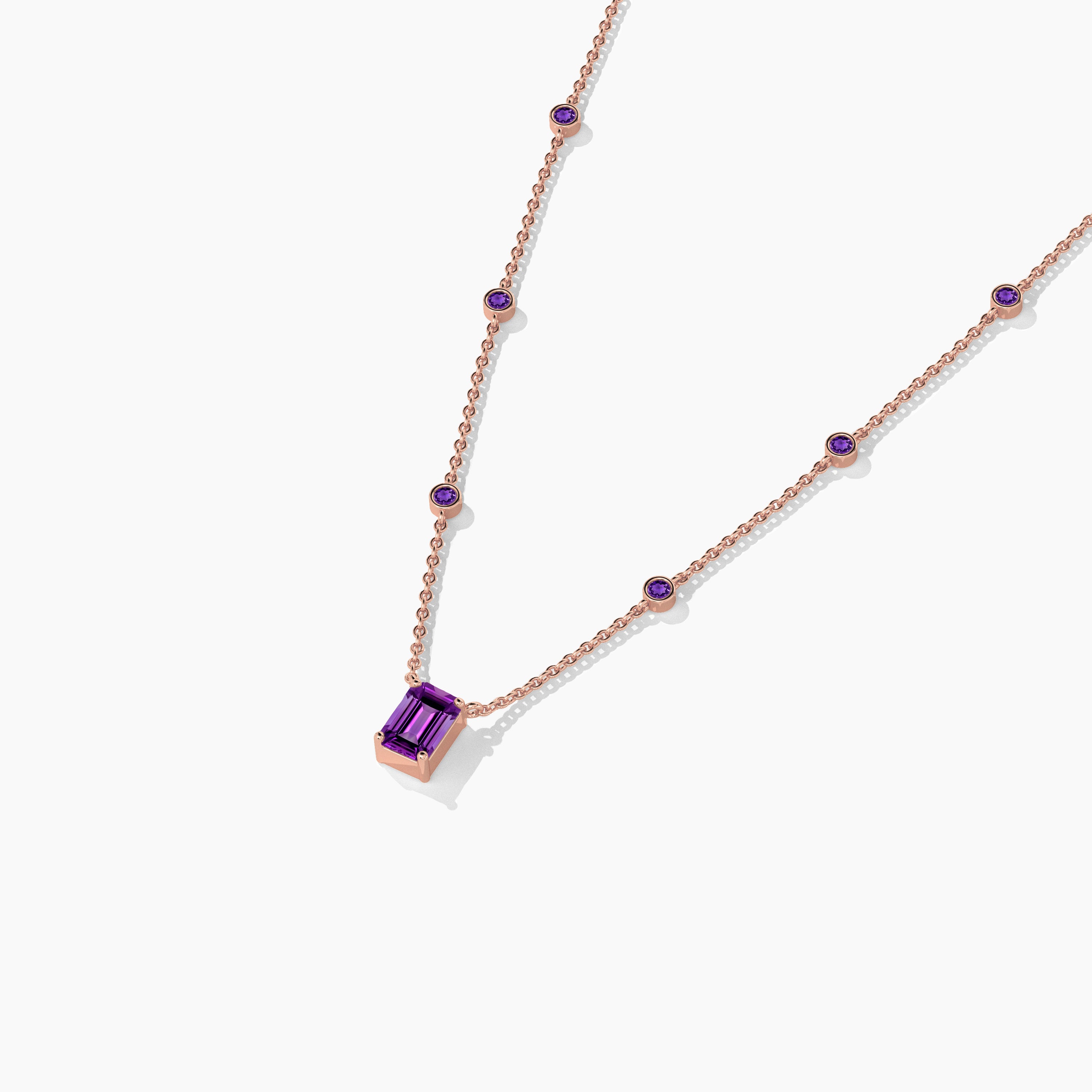 purple gemstone station necklace