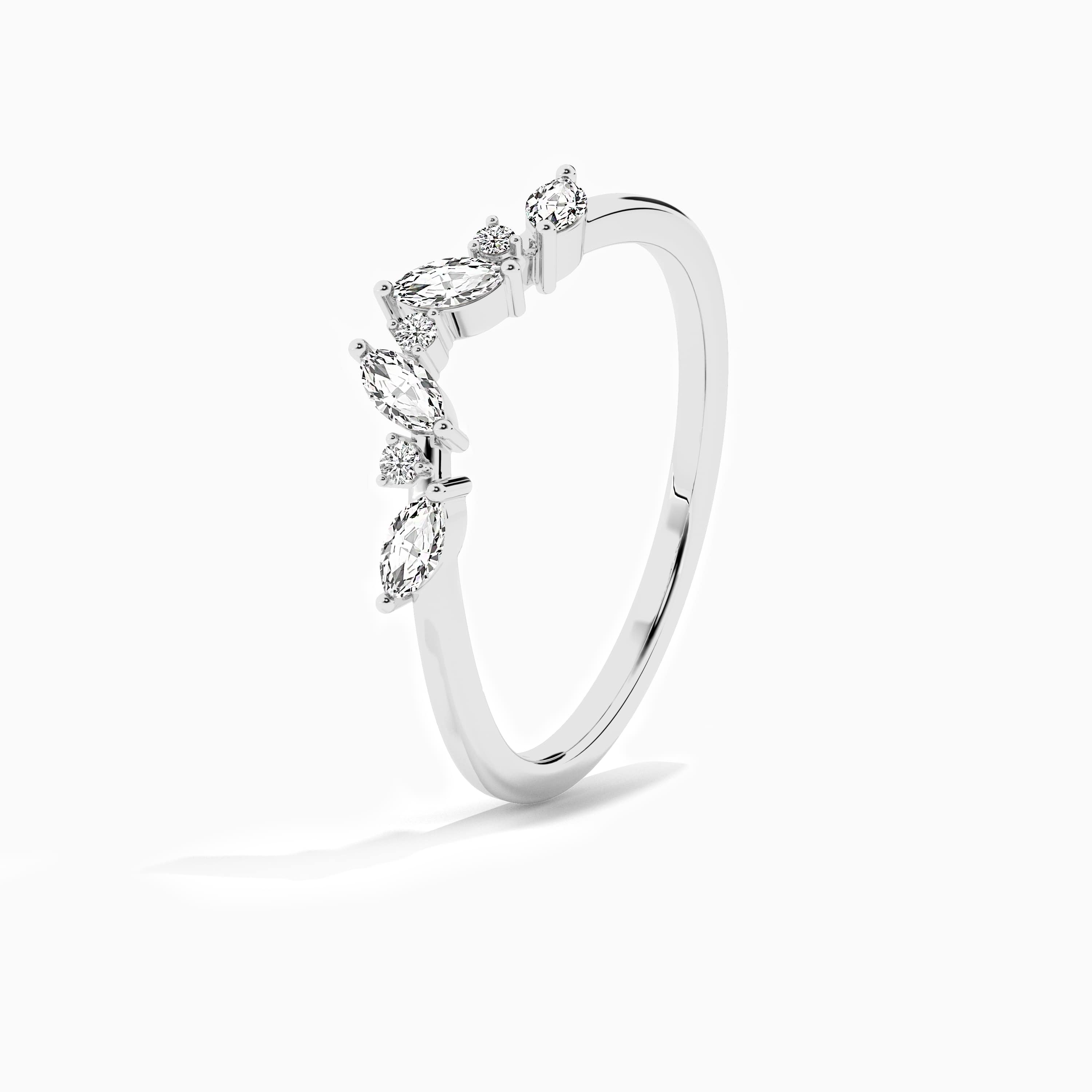  diamond curved ring for woman white gold 