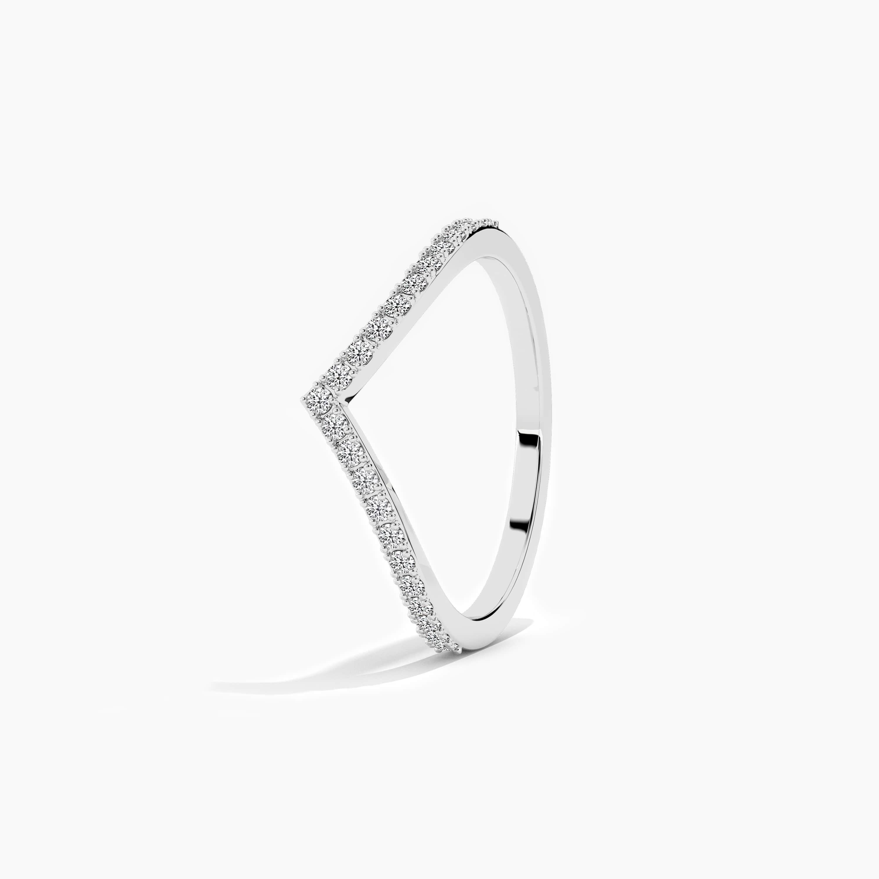 white gold diamond curved band