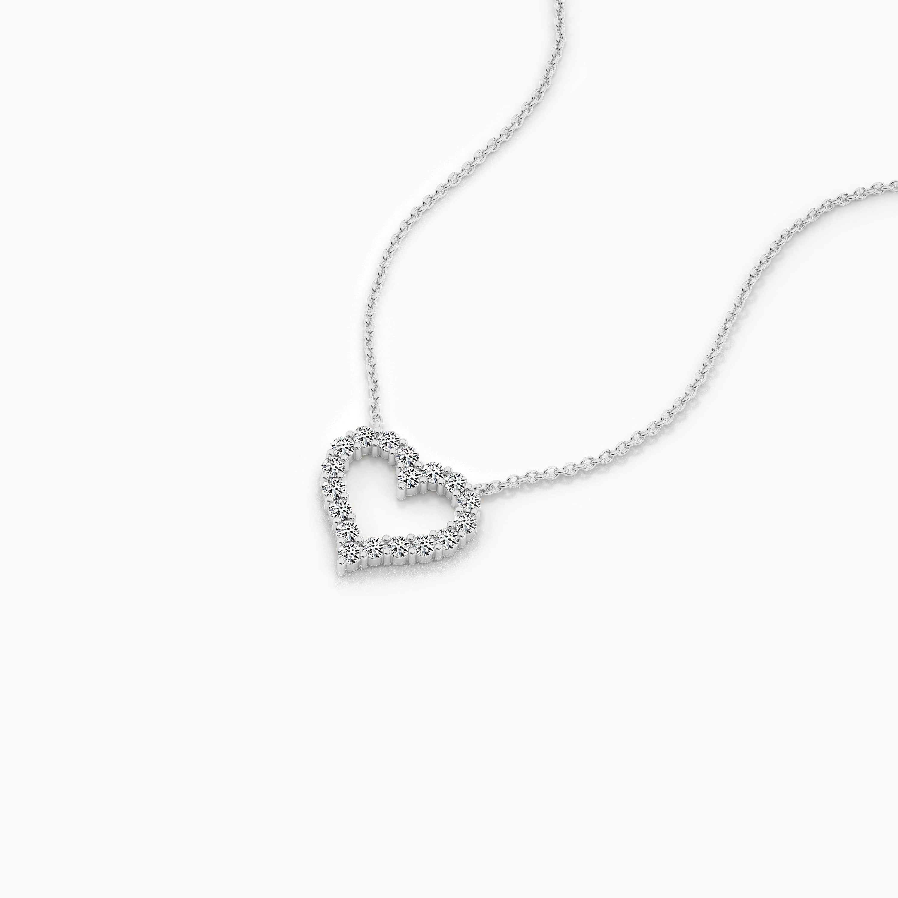  open heart shape necklace white gold for woman 