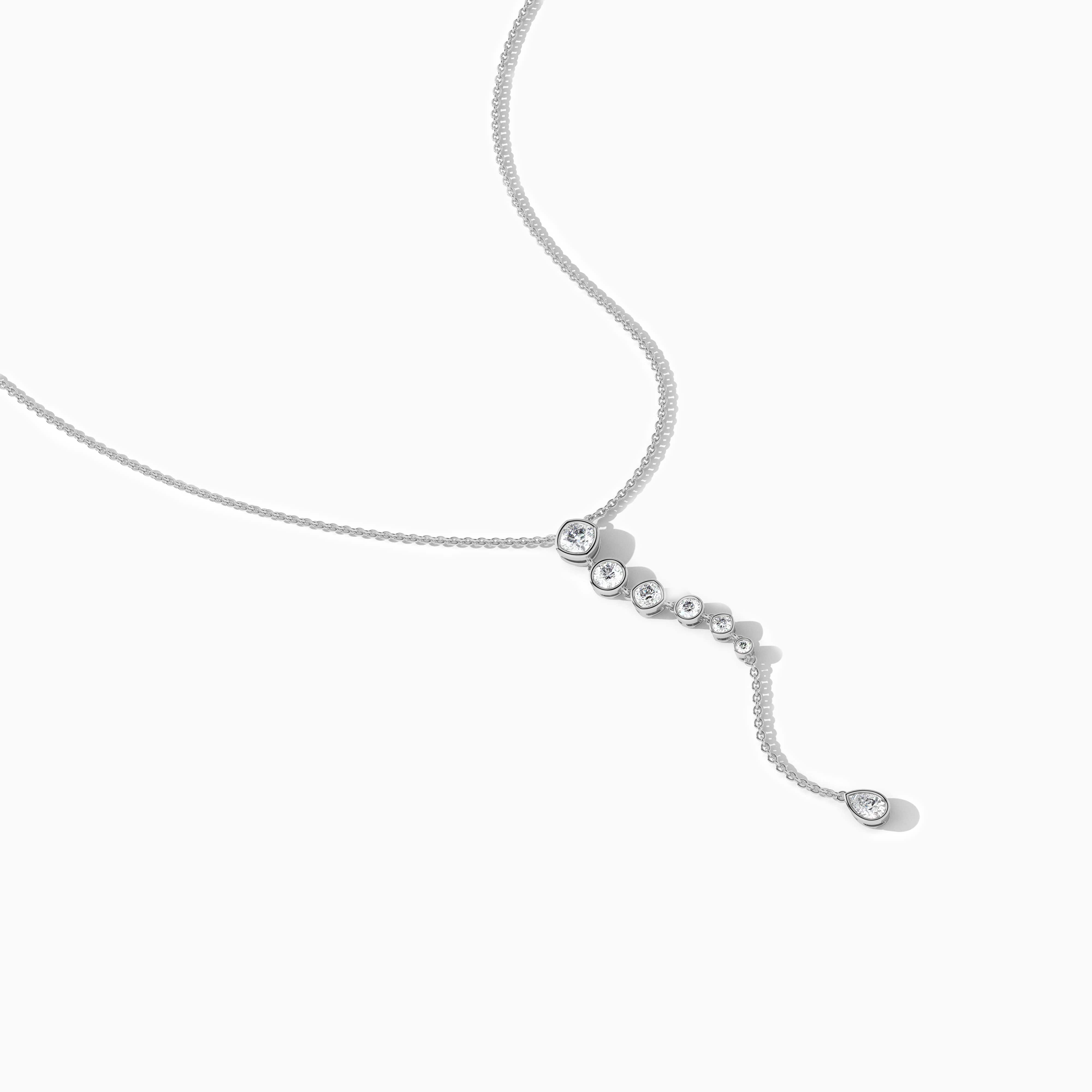 Diamond Bezel Lariat Necklace In White Gold 