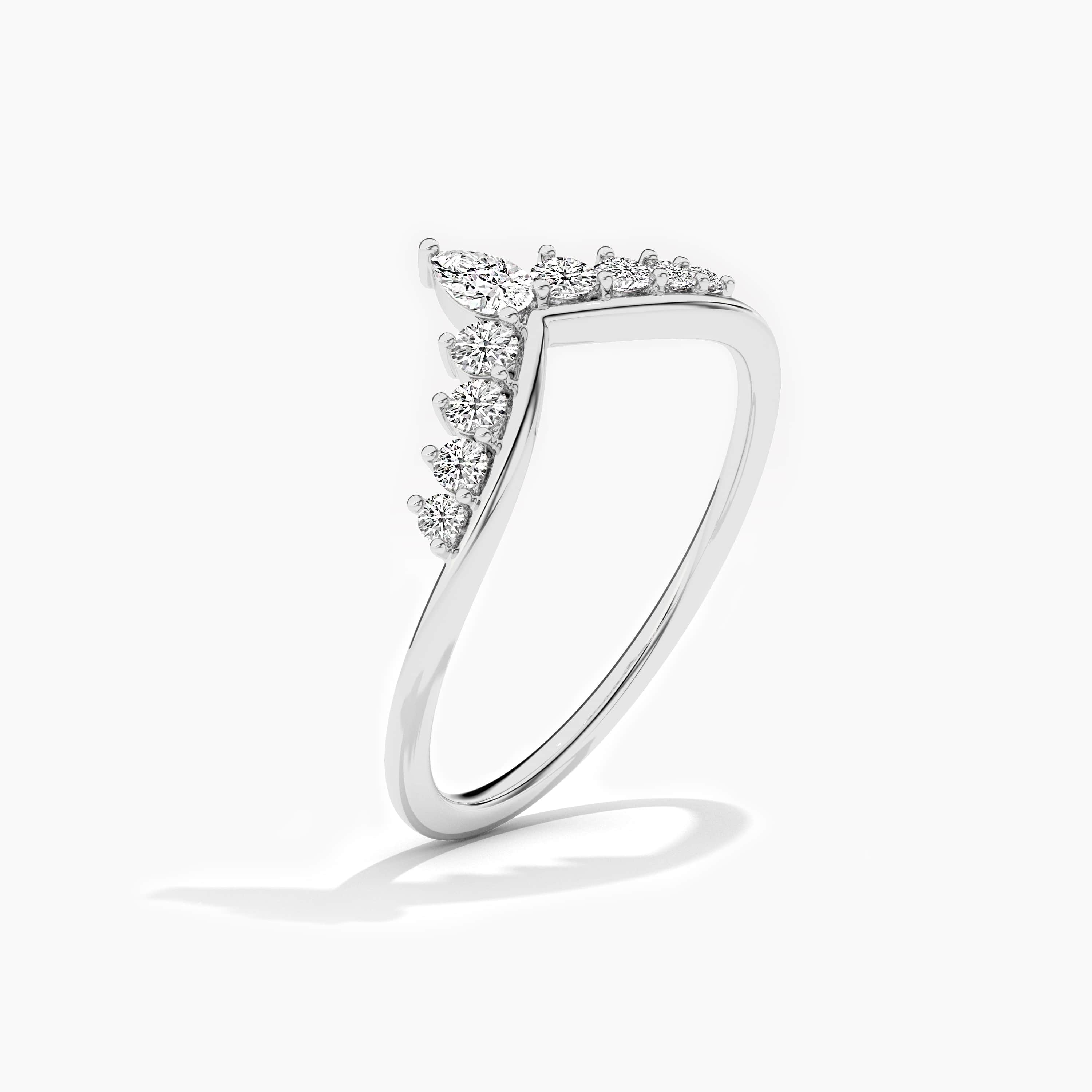  moissanite diamond curved ring white gold 