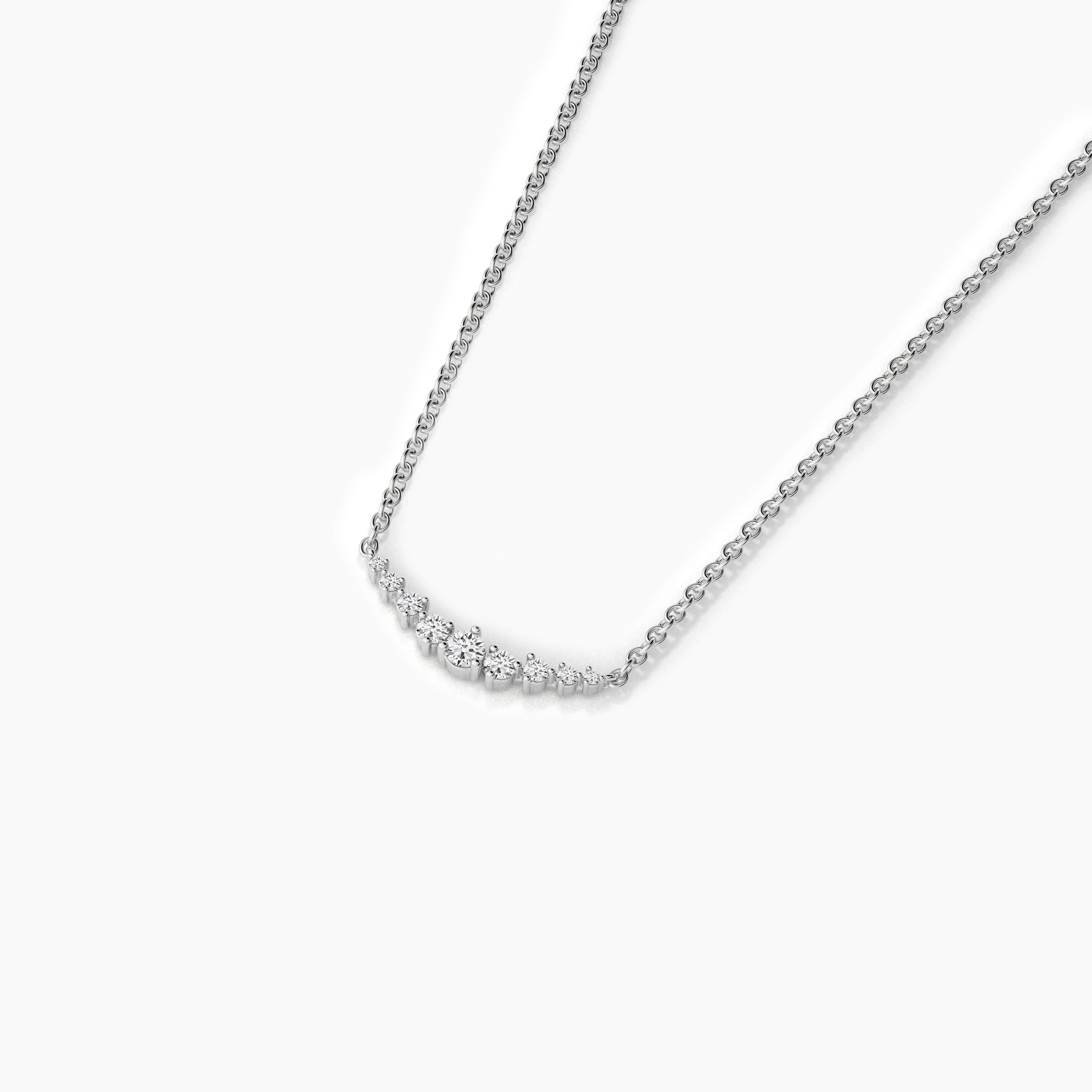 Round Shape Moissanite Diamond Curved Necklace In White Gold