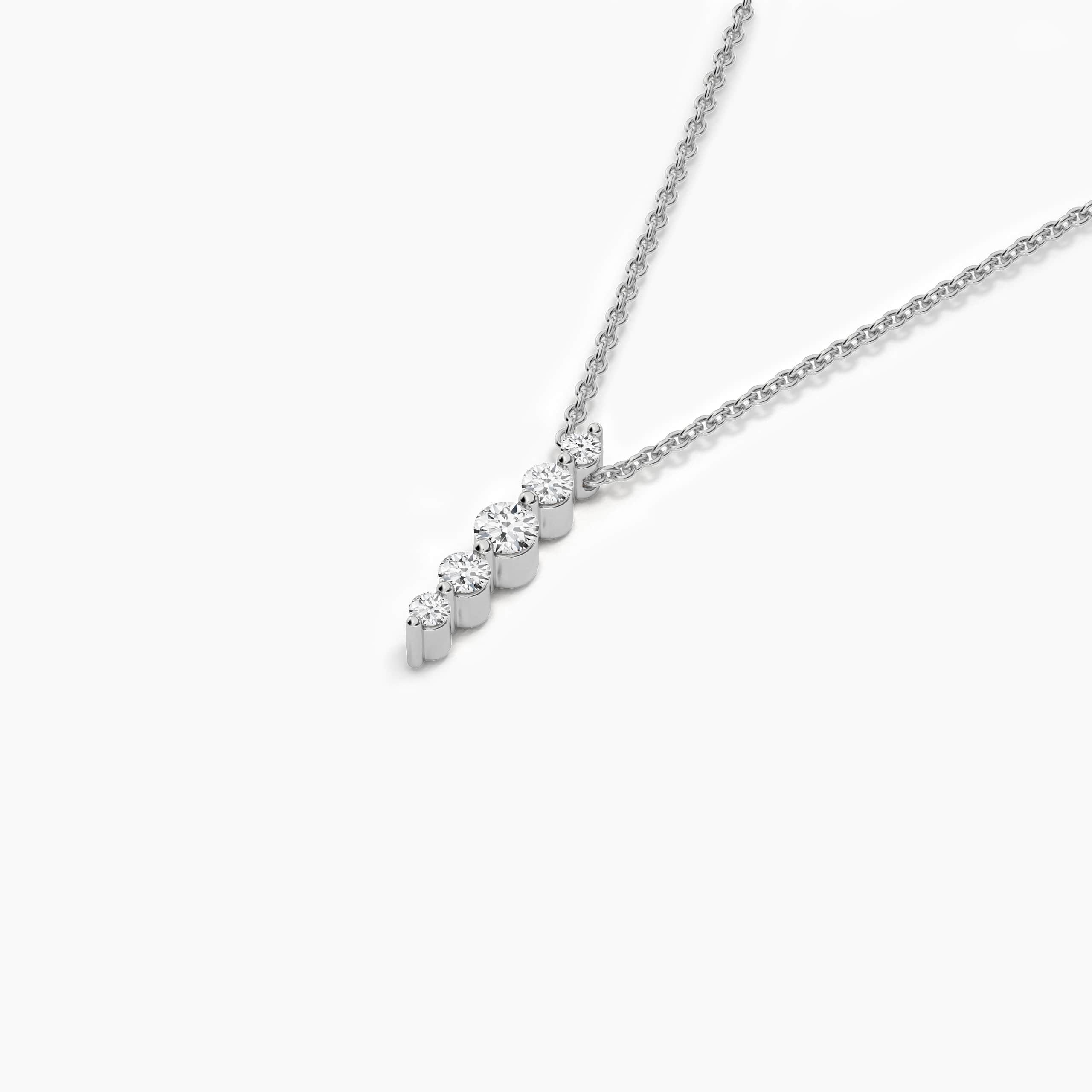 Round Cut Diamond Necklaces For Woman In White Gold