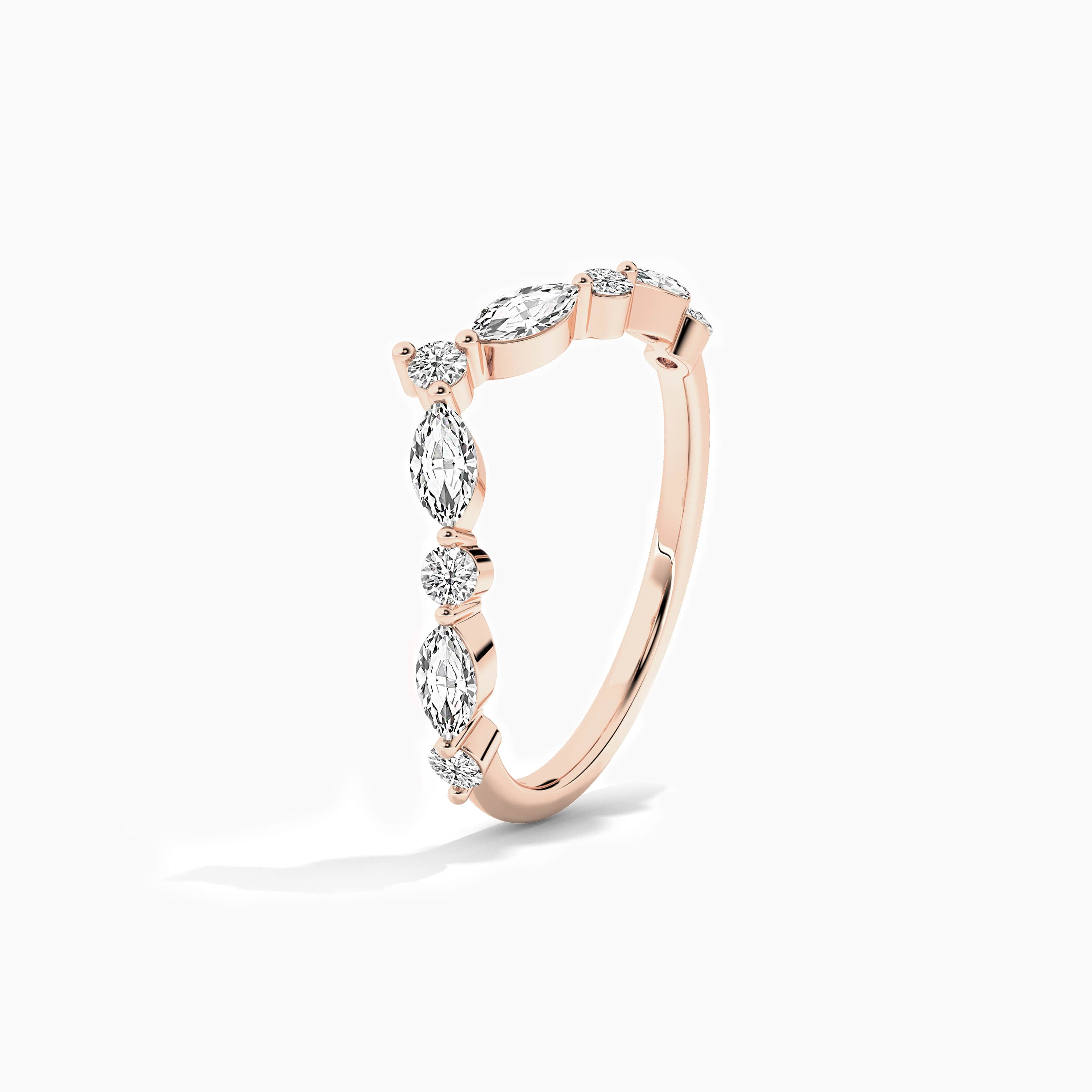 rose gold lab grown diamond curved ring