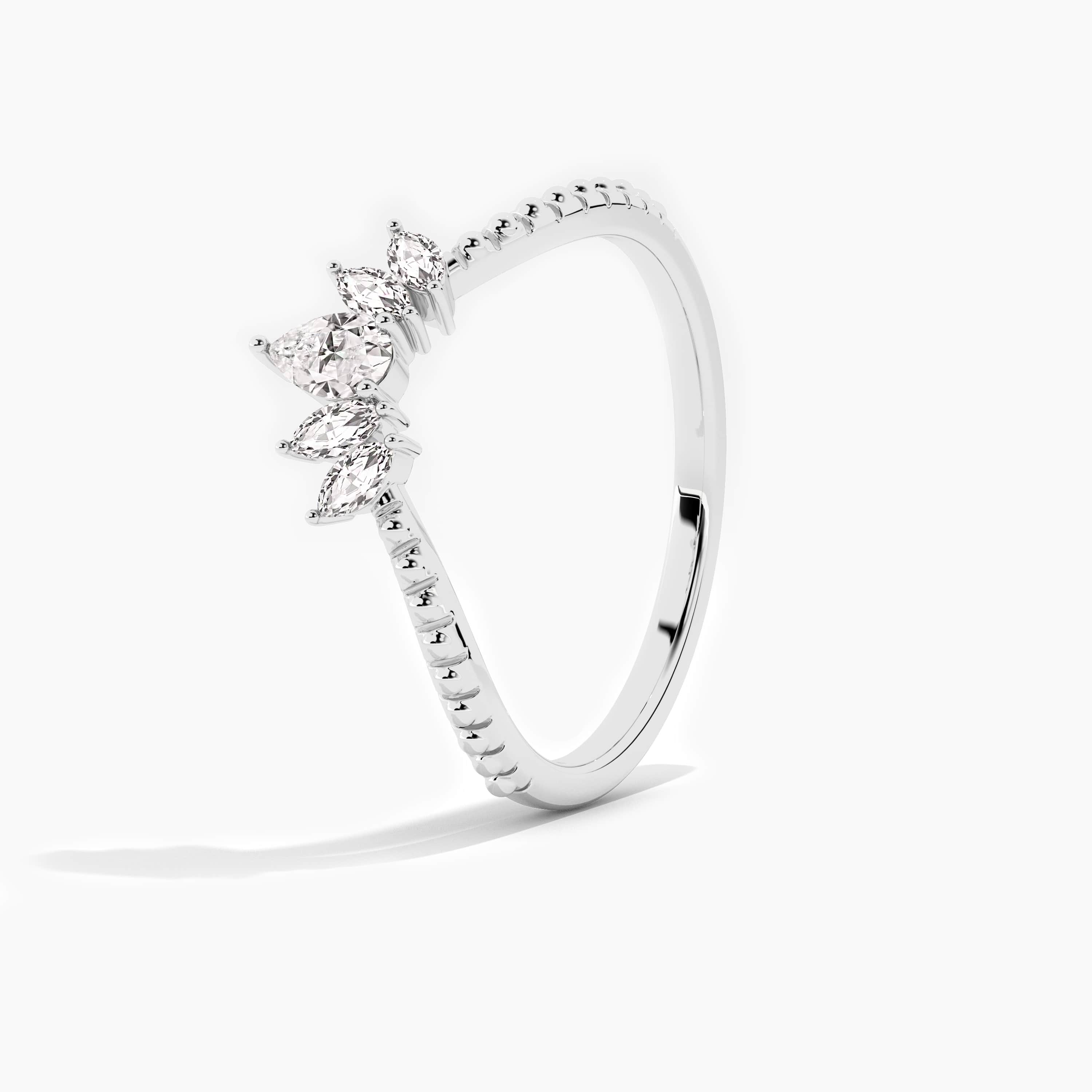 lab grown diamond curved ring white gold 