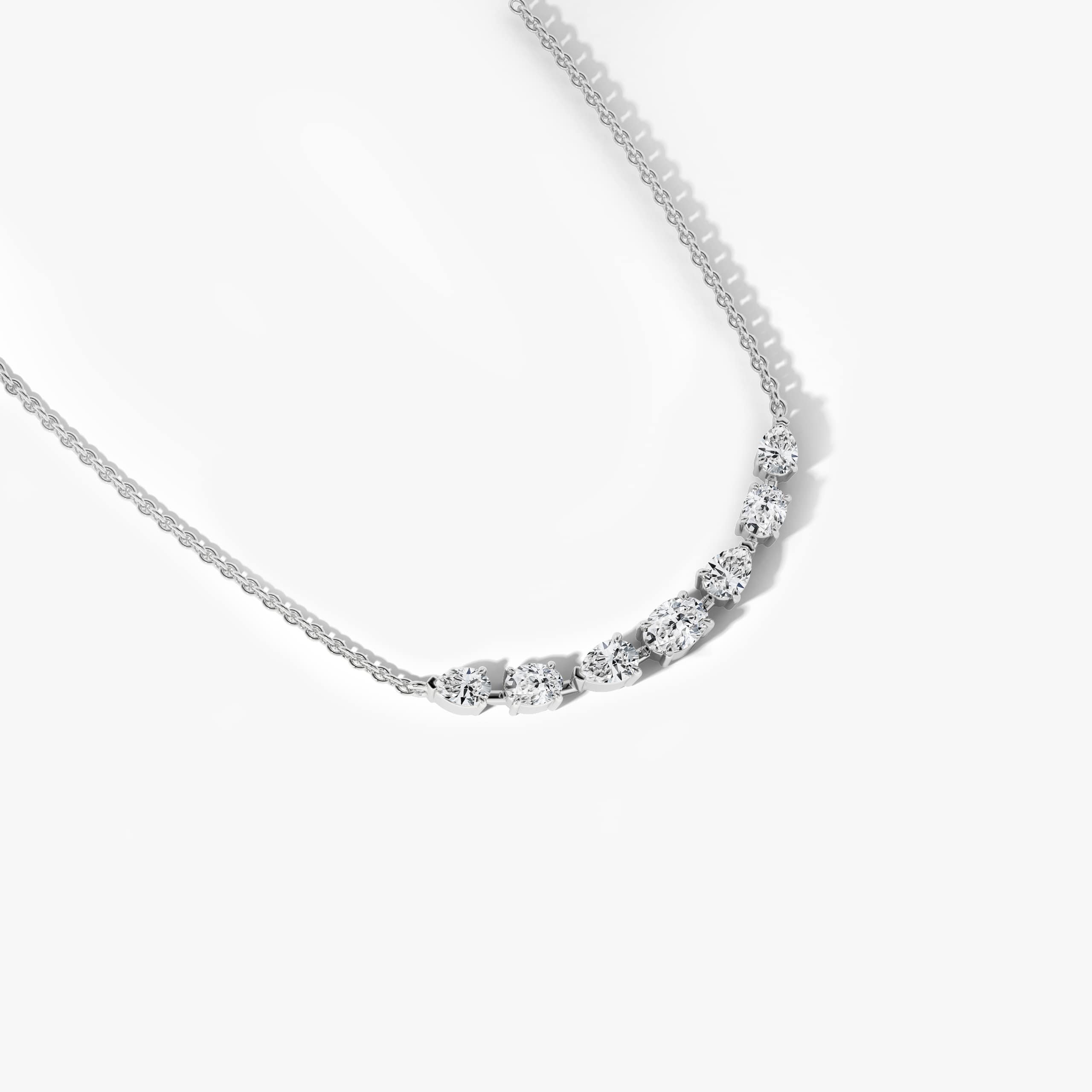  Multi-Shape Moistness  White Gold Diamond Bar Necklace