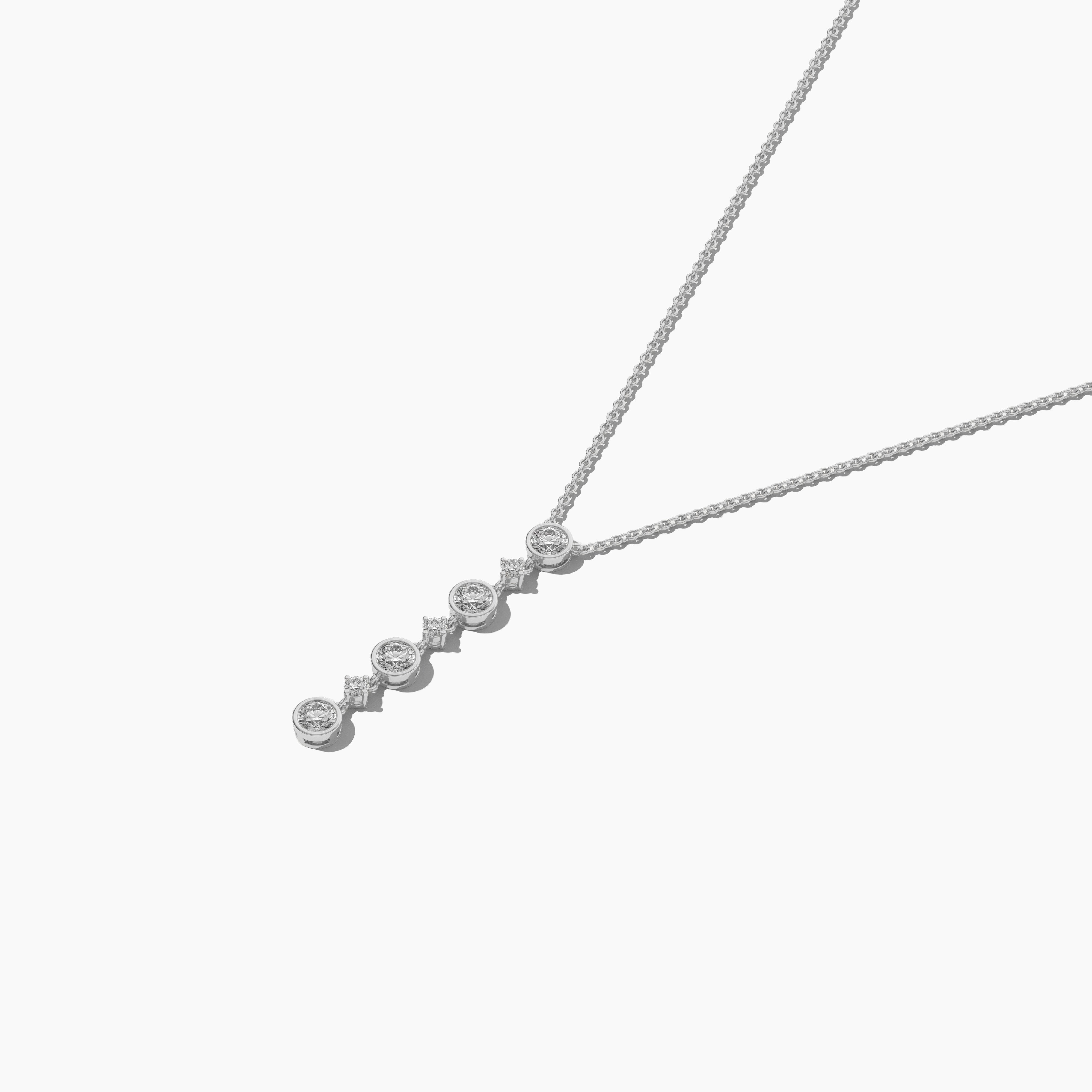 Diamond Drop Pendent Necklace in White Gold