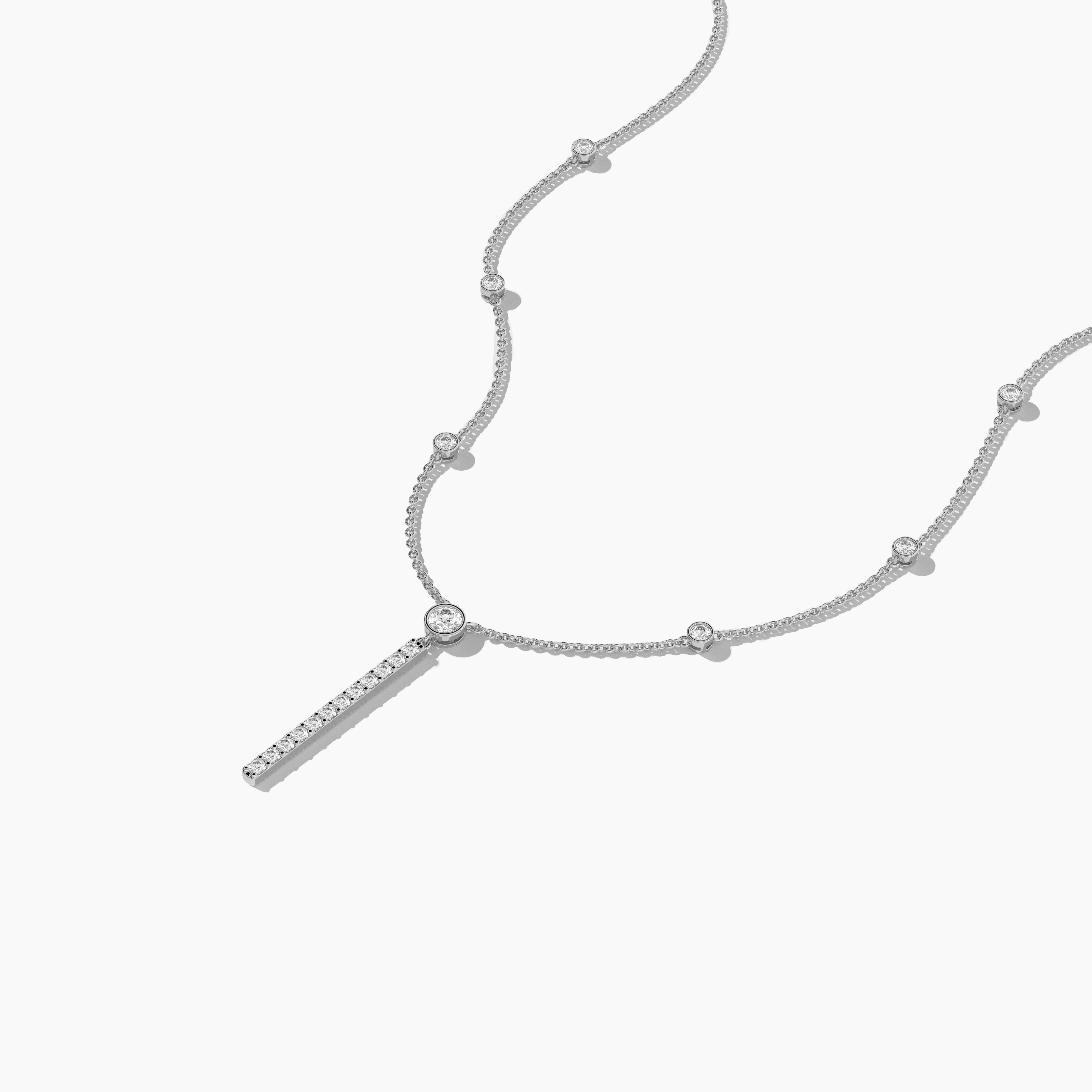 14k White Gold Women's Bar Necklace