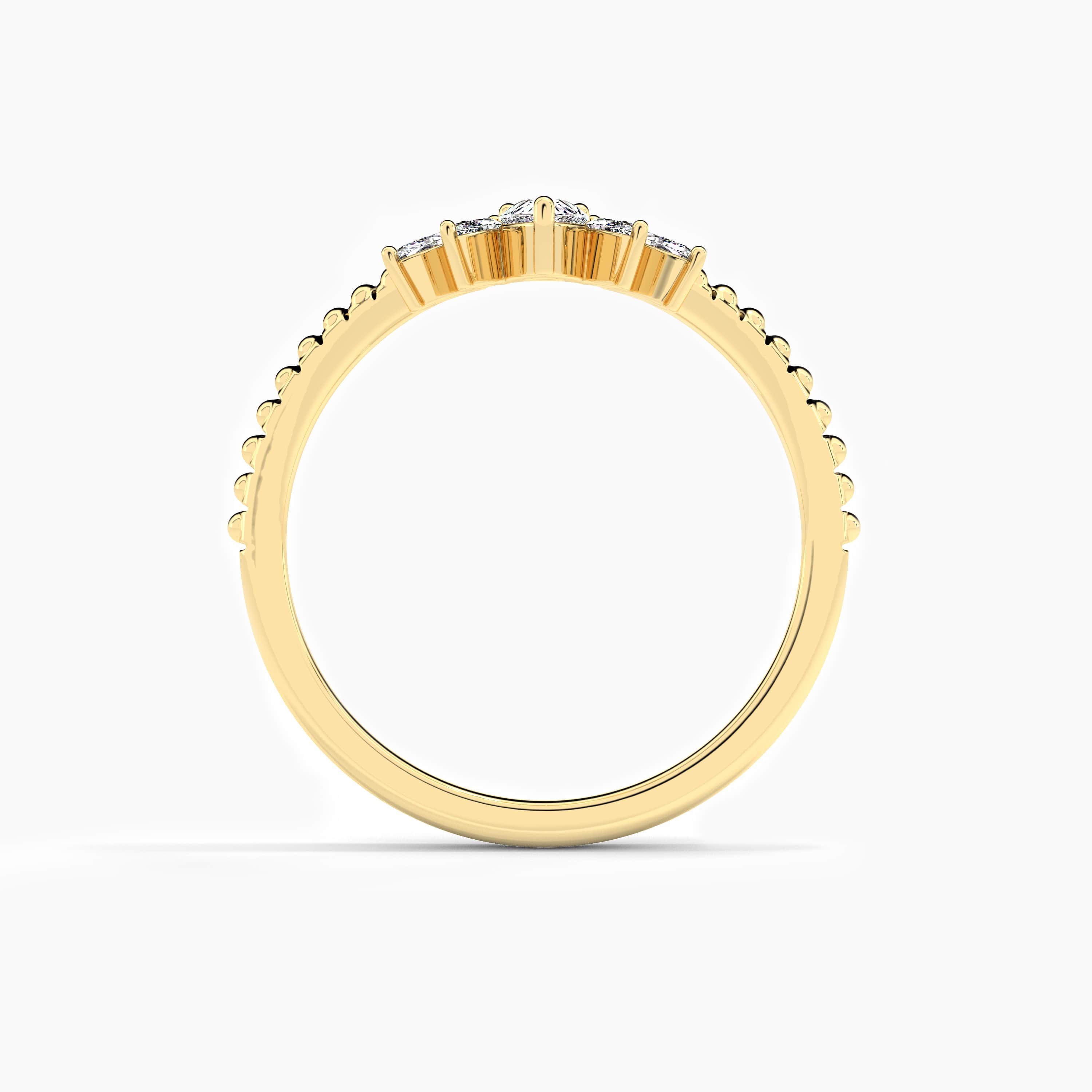 yellow gold diamond engagement curved ring 