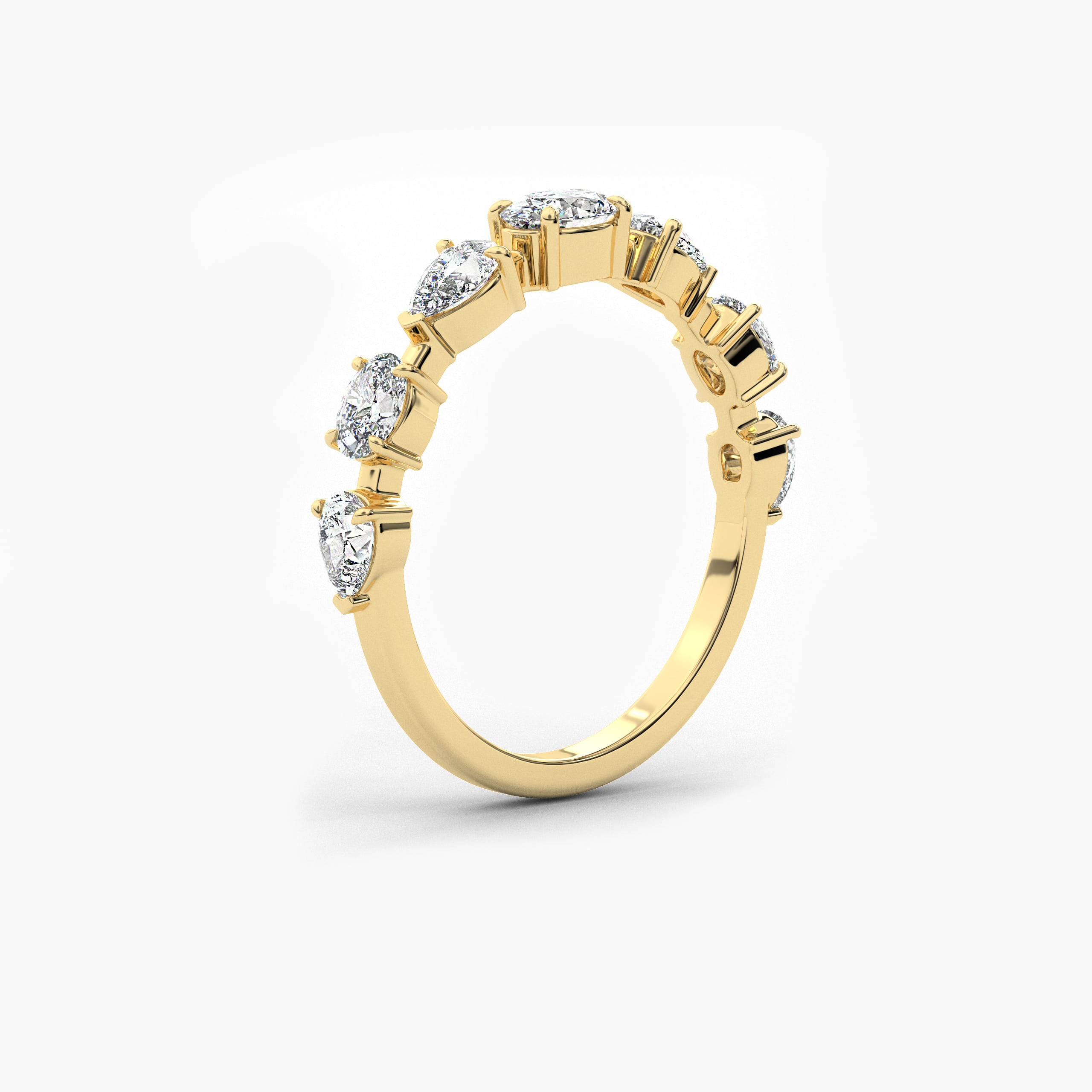 Yellow Gold Moissanite Diamond Cluster Engagement Ring 