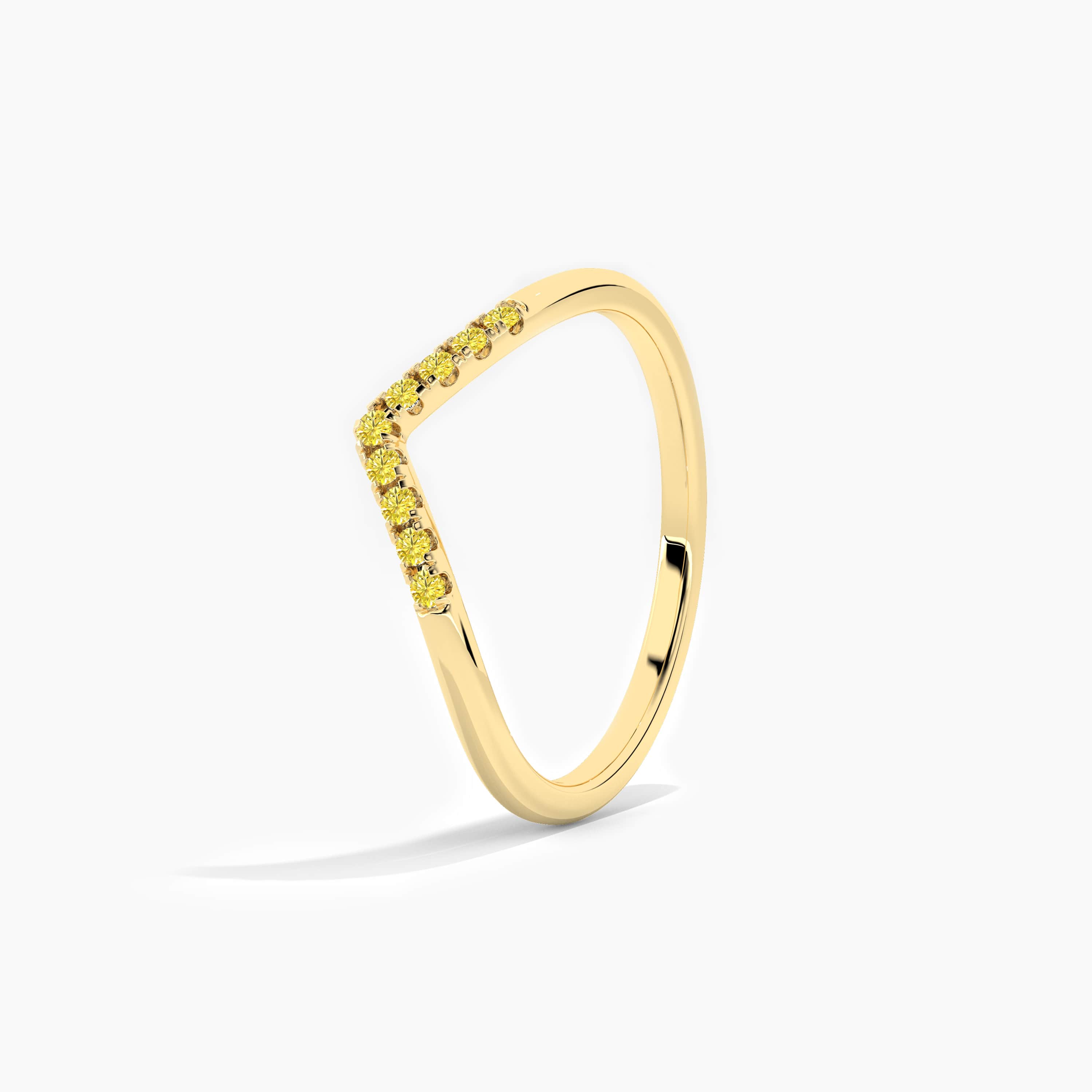 curved gold wedding band