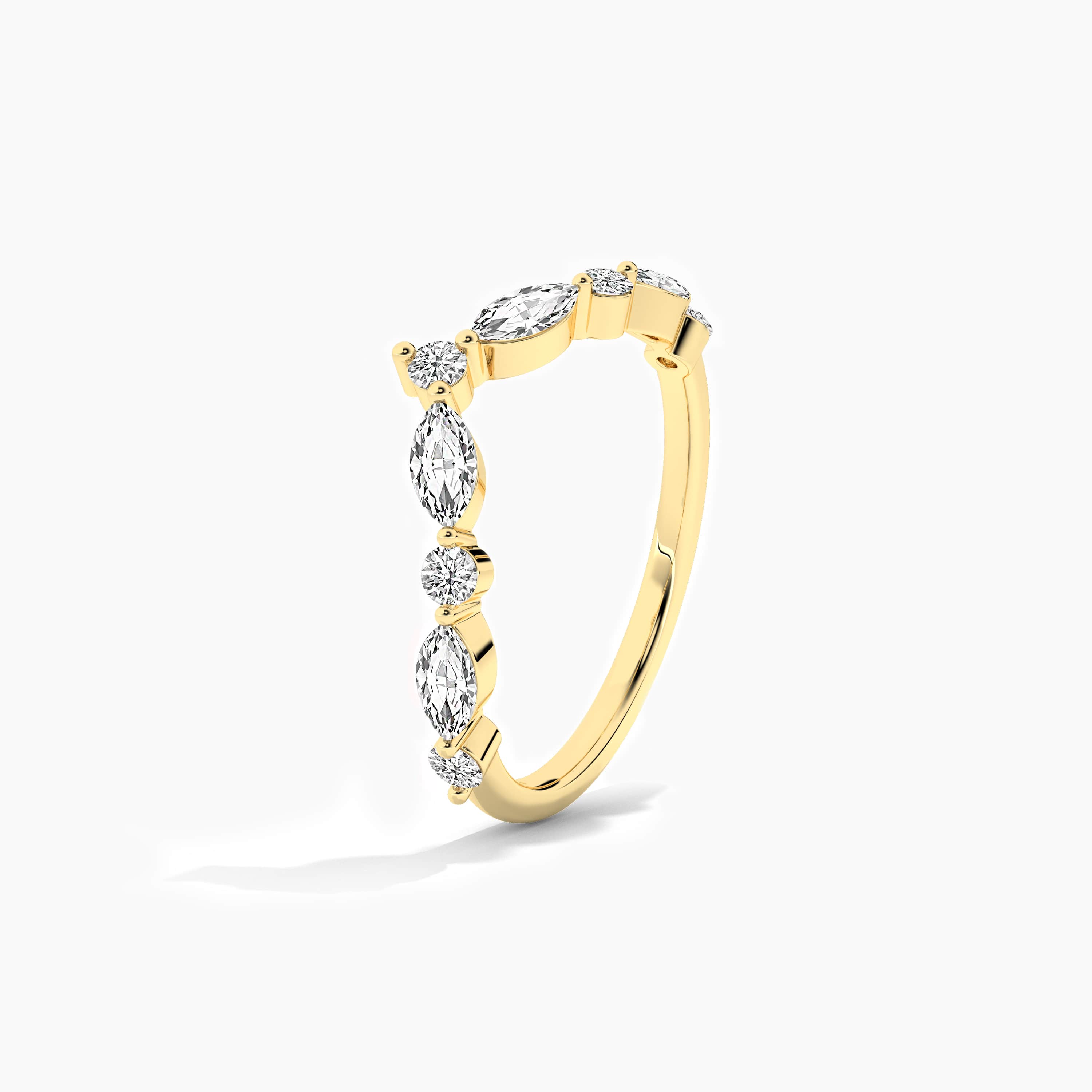 yellow gold moissanite diamond curved ring
