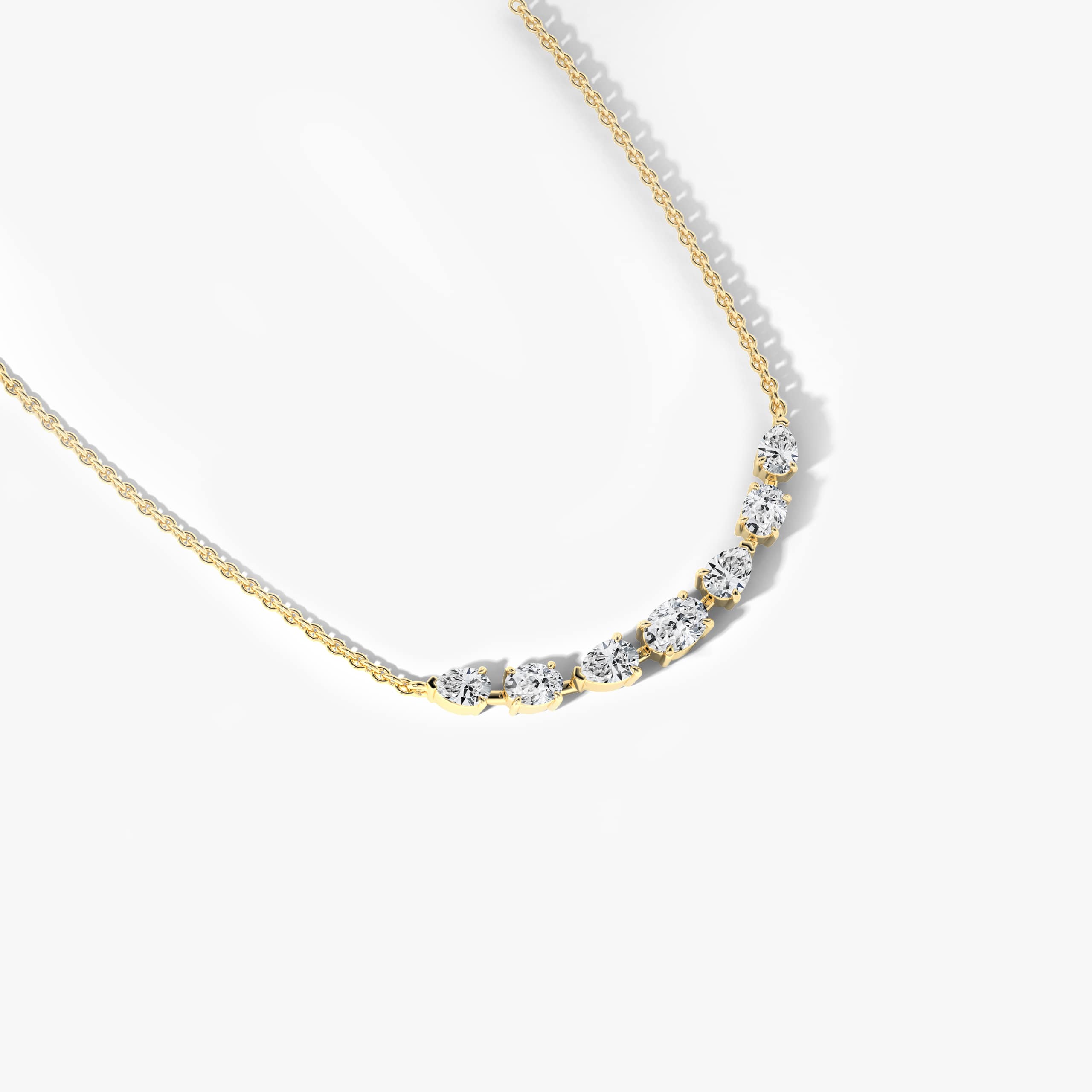 Multi-Shape Moistness  Diamond Bar Necklace in Yellow Gold