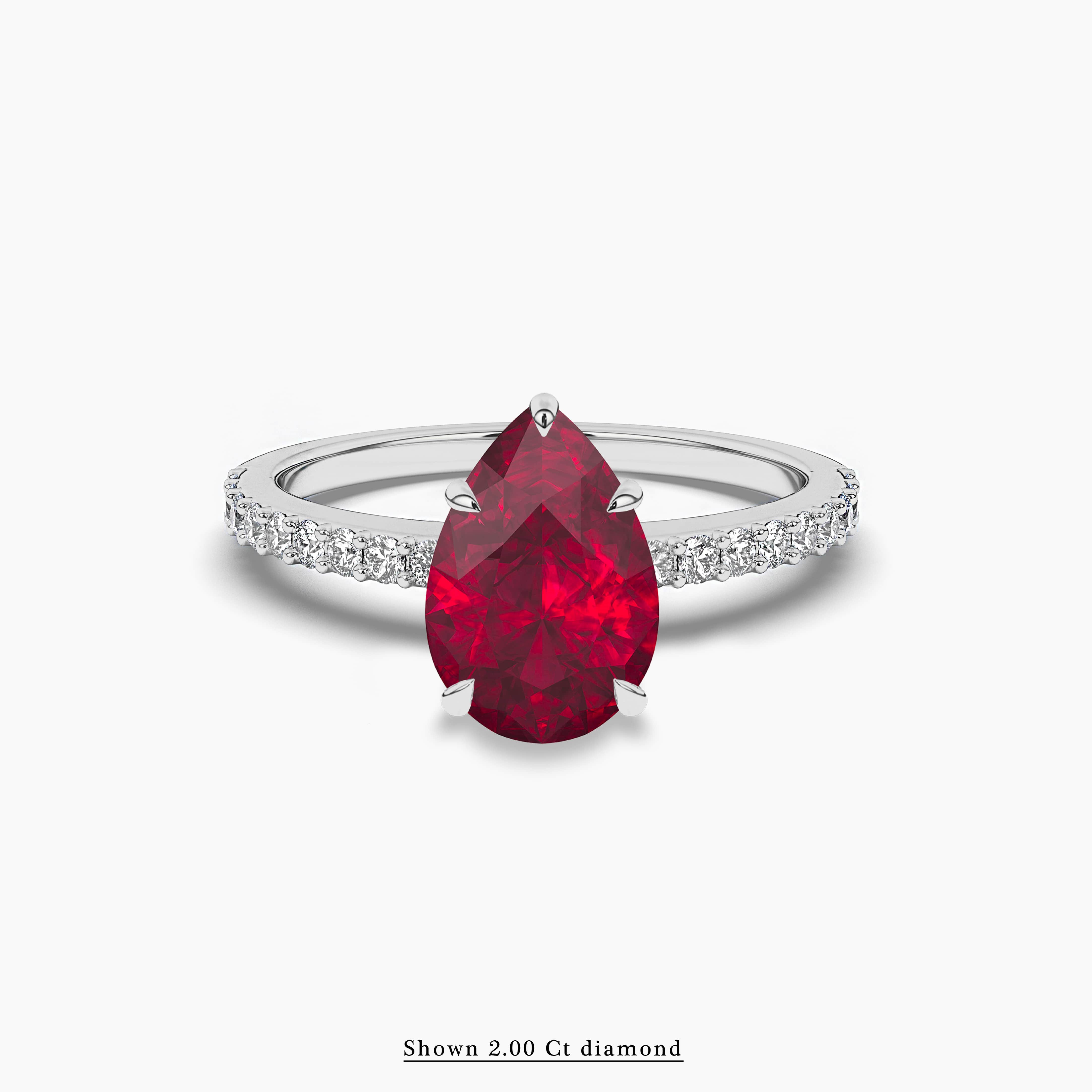 14k ruby and pave diamond engagement ring 