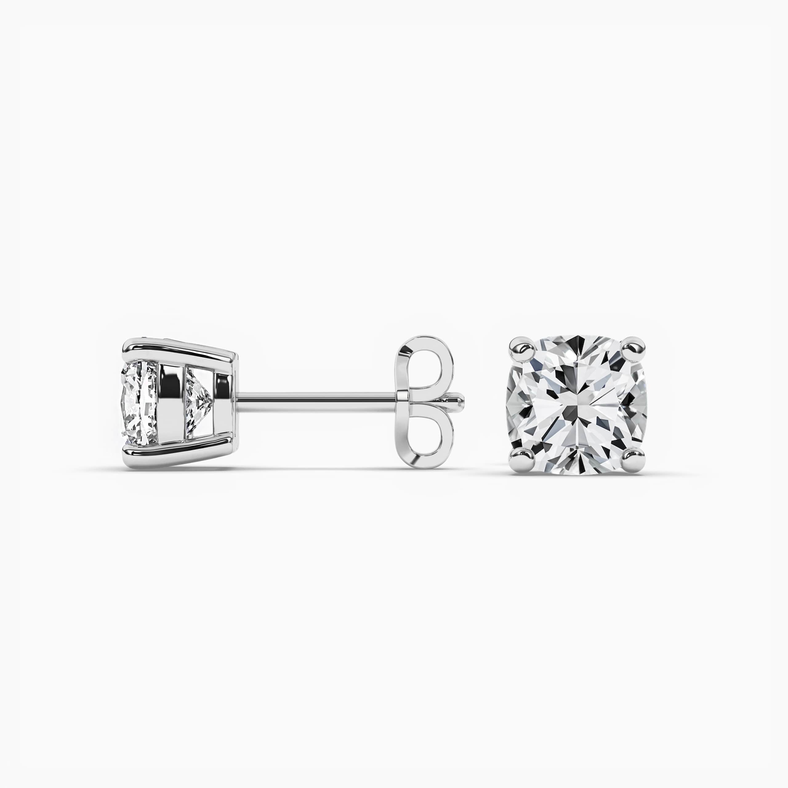 Cushion Cut Diamond Solitaire Engagement Earring White Gold