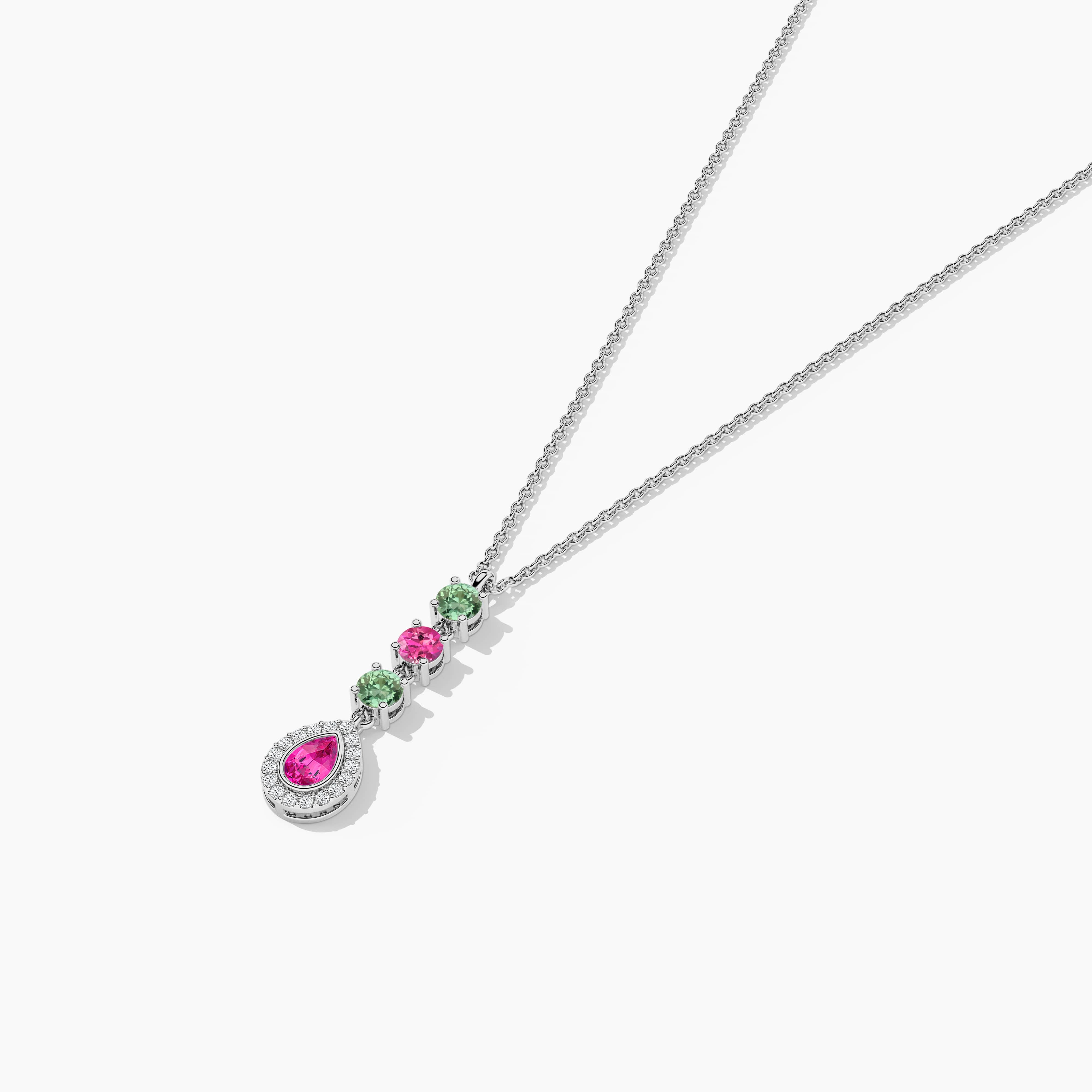 Pink and Green Sapphire Pendant Necklace