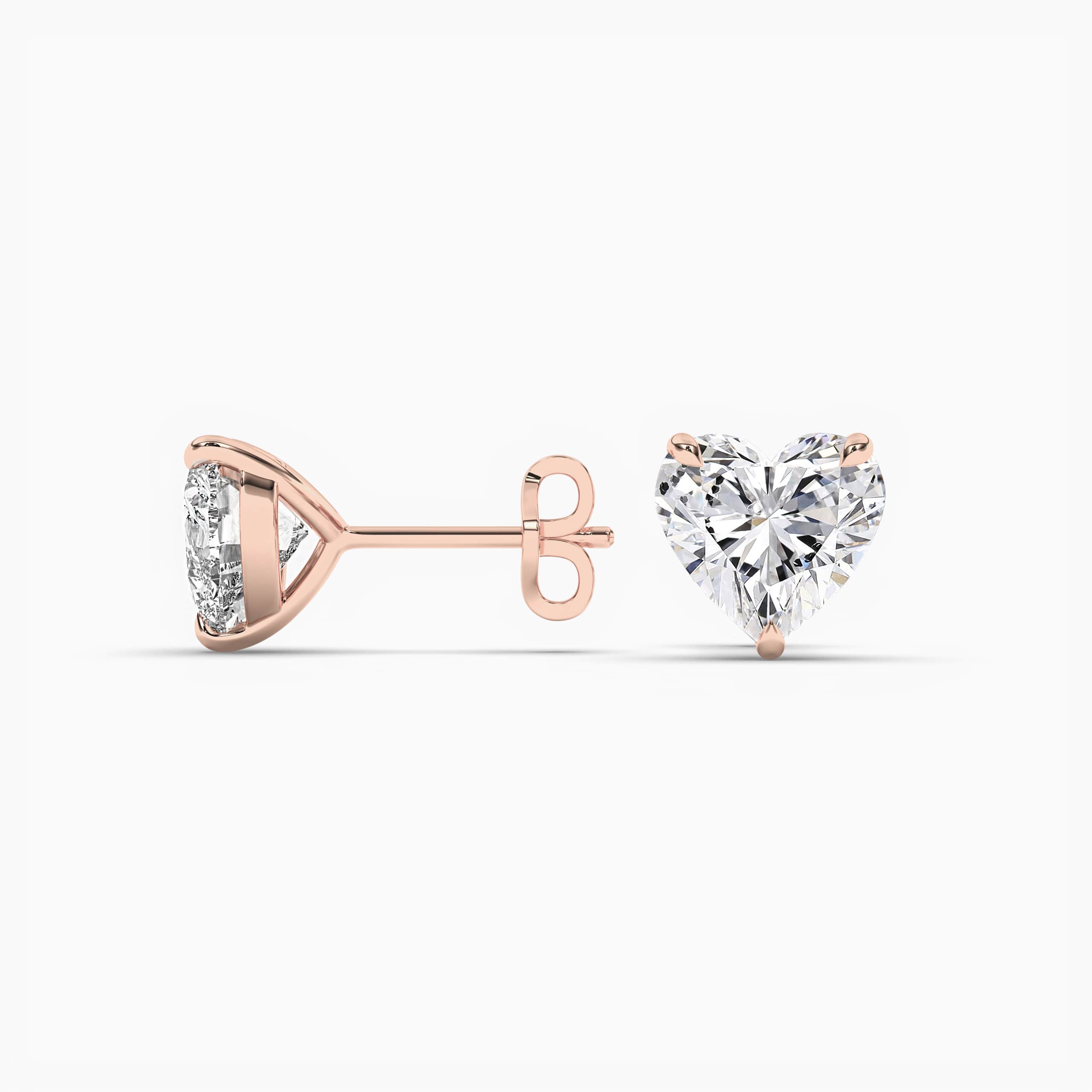 Rose Gold Round Diamond Ladies Stud Earrings