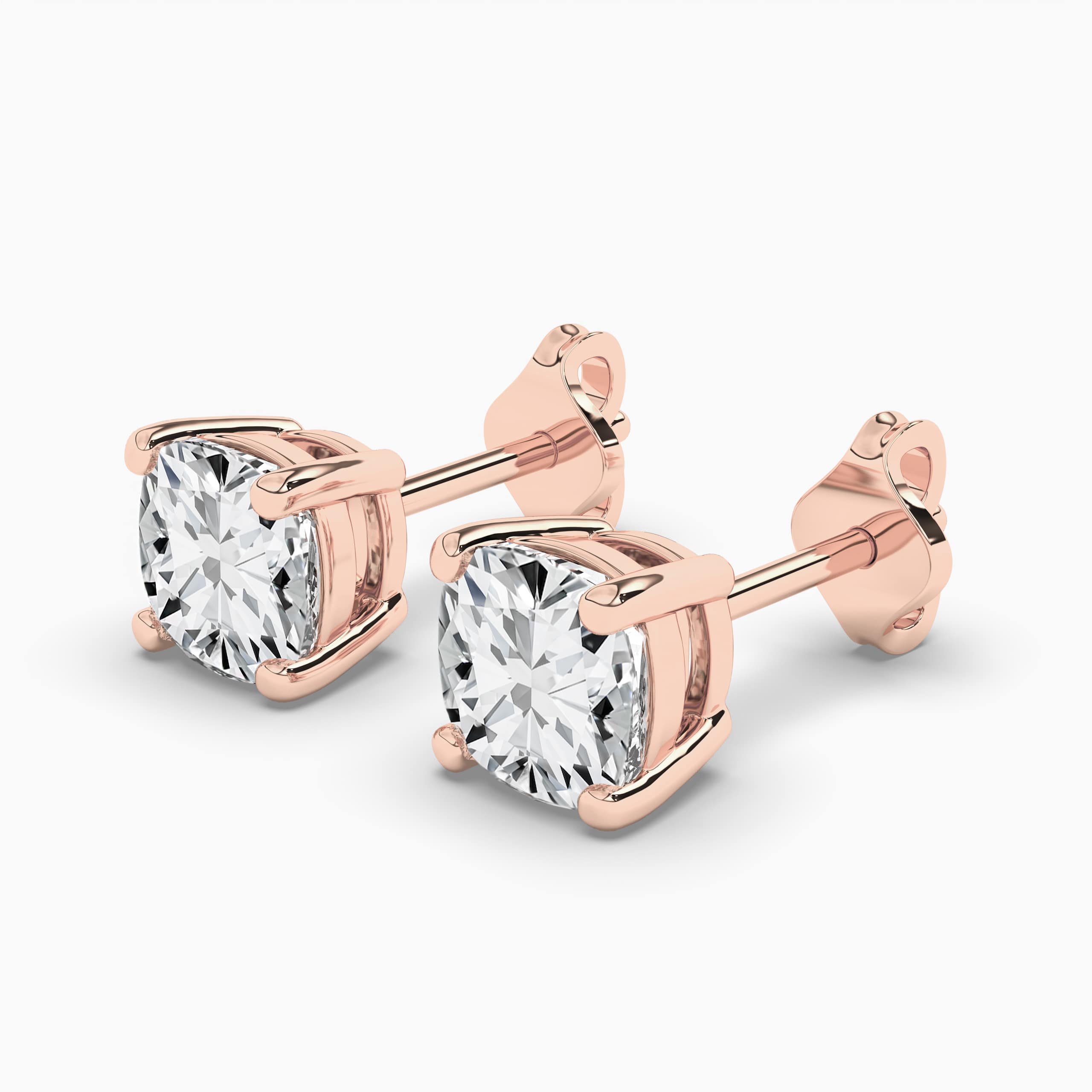 CUSHION SOLITAIRE DIAMOND ENGAGEMENT EARRING ROSE GOLD