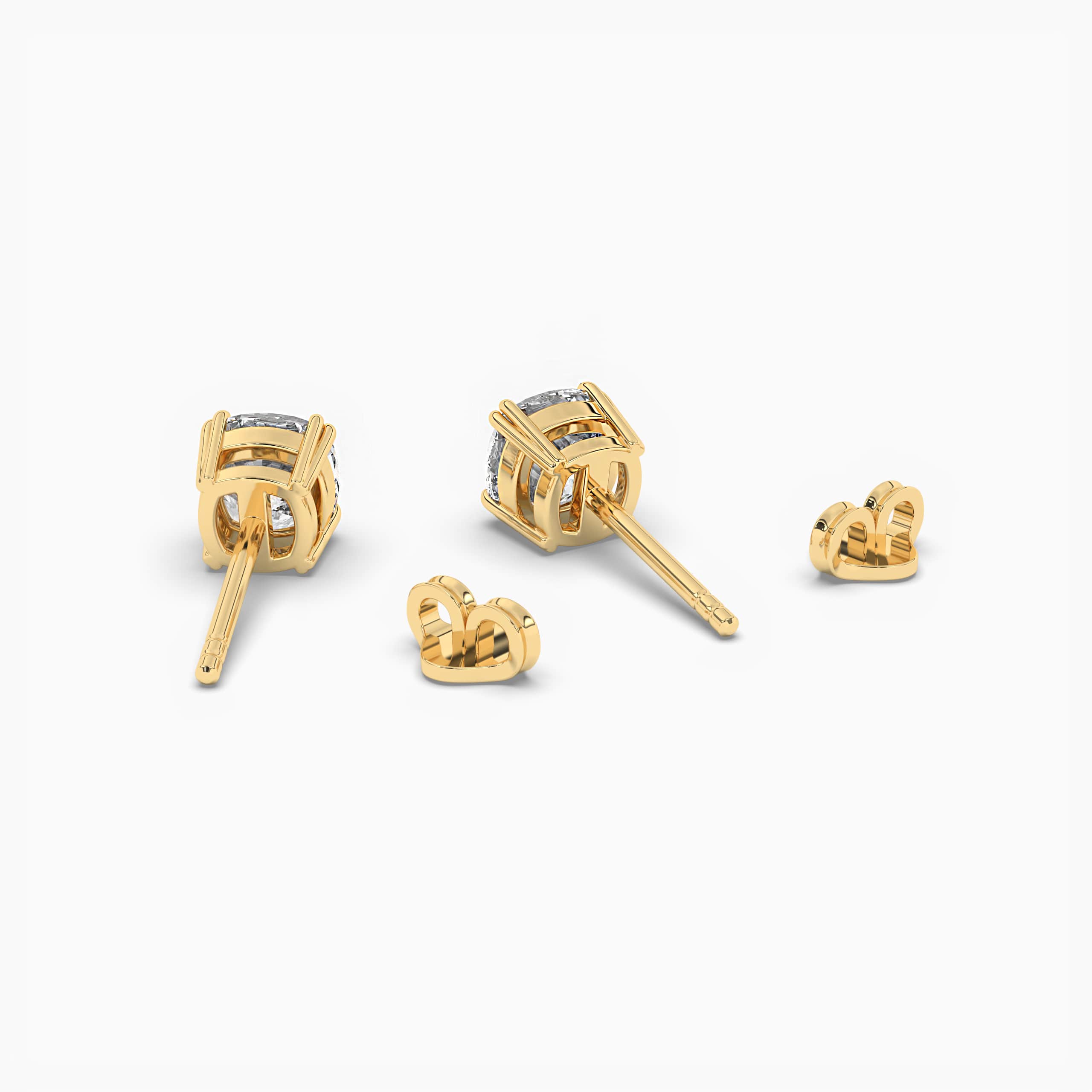  Solitaire Cushion Cut Earring in  Gold