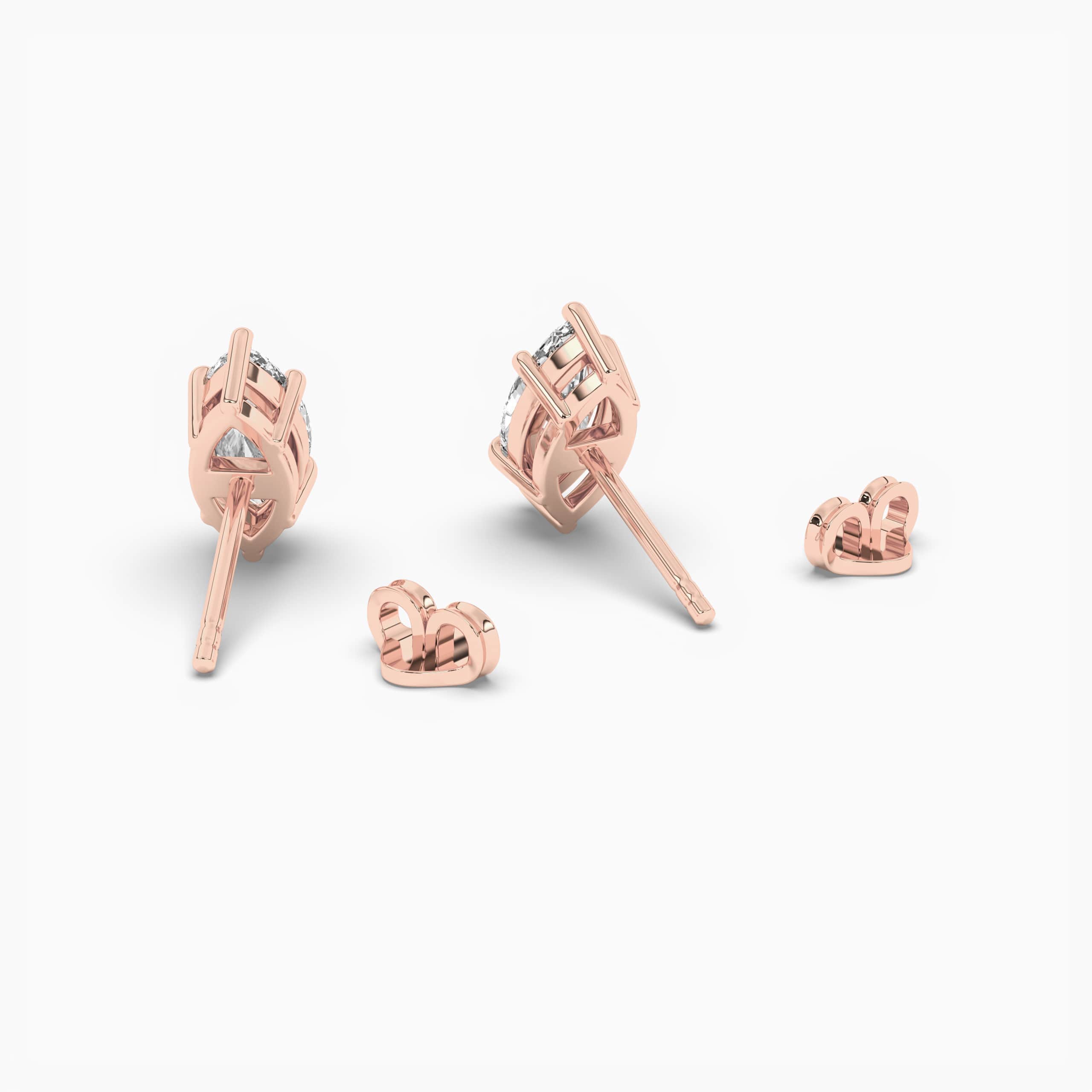 Lab Grown Diamond Stud Earrings Marquise Rose Gold