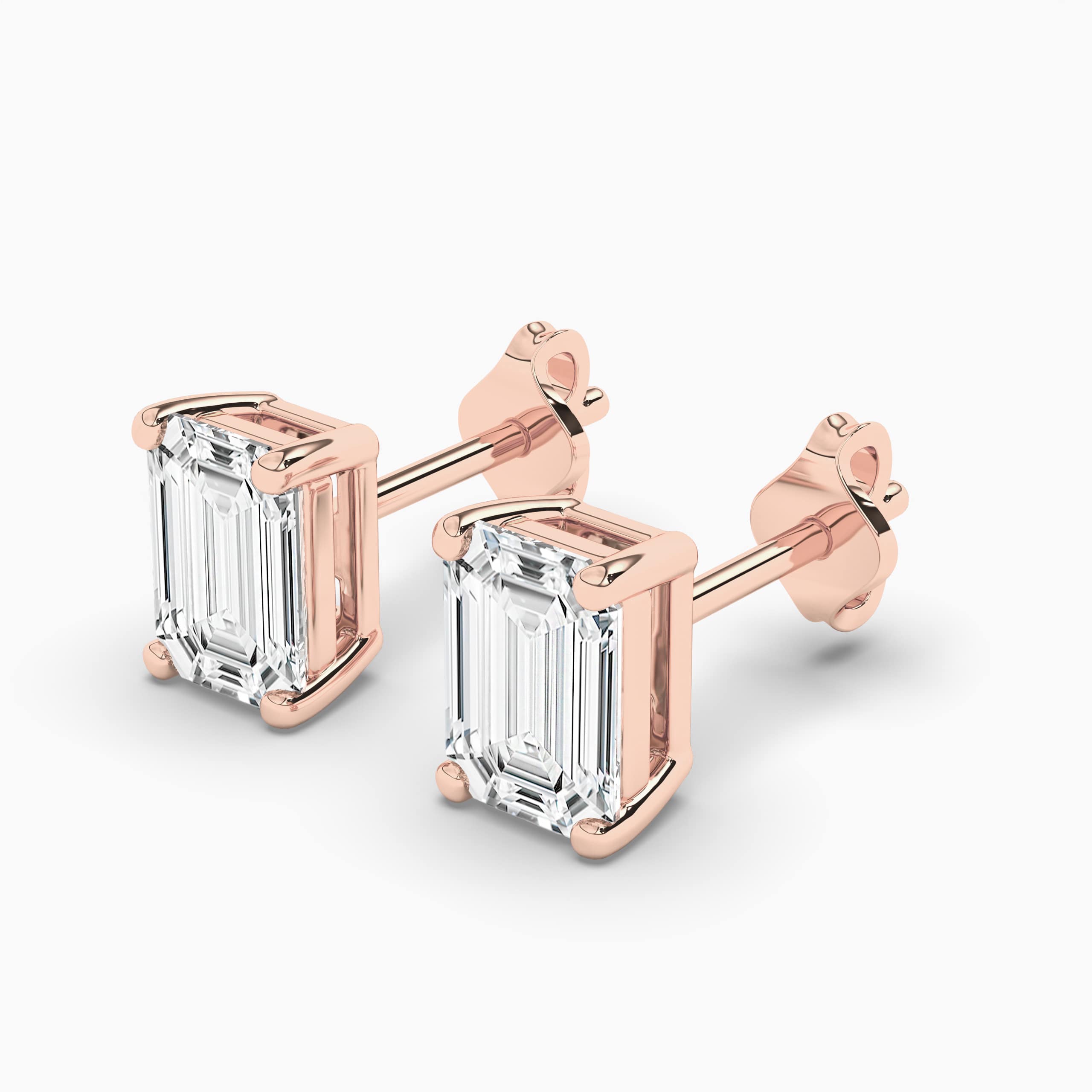 Emerald Diamond Stud Earring Rose Gold For Woman's