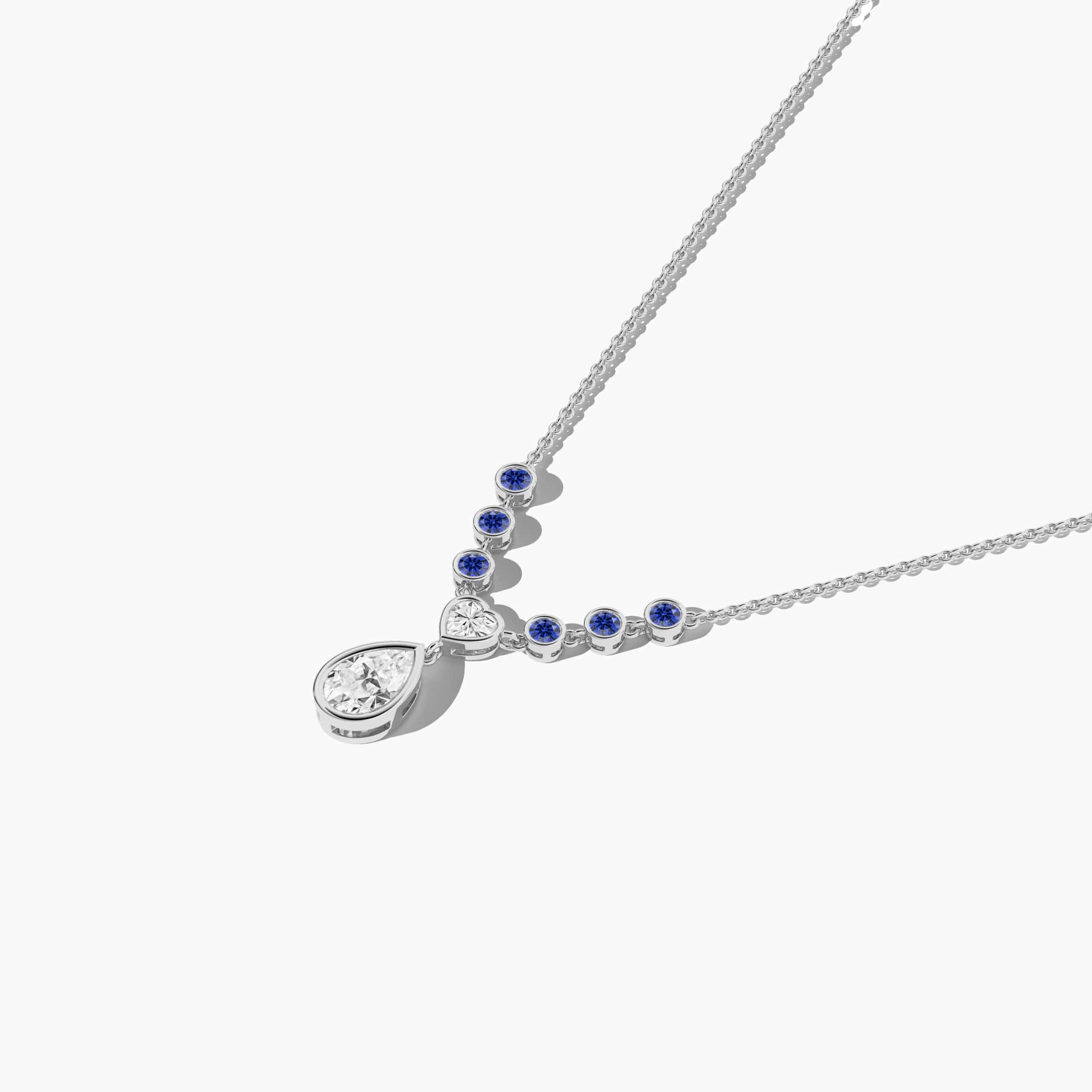 white gold blue necklace 