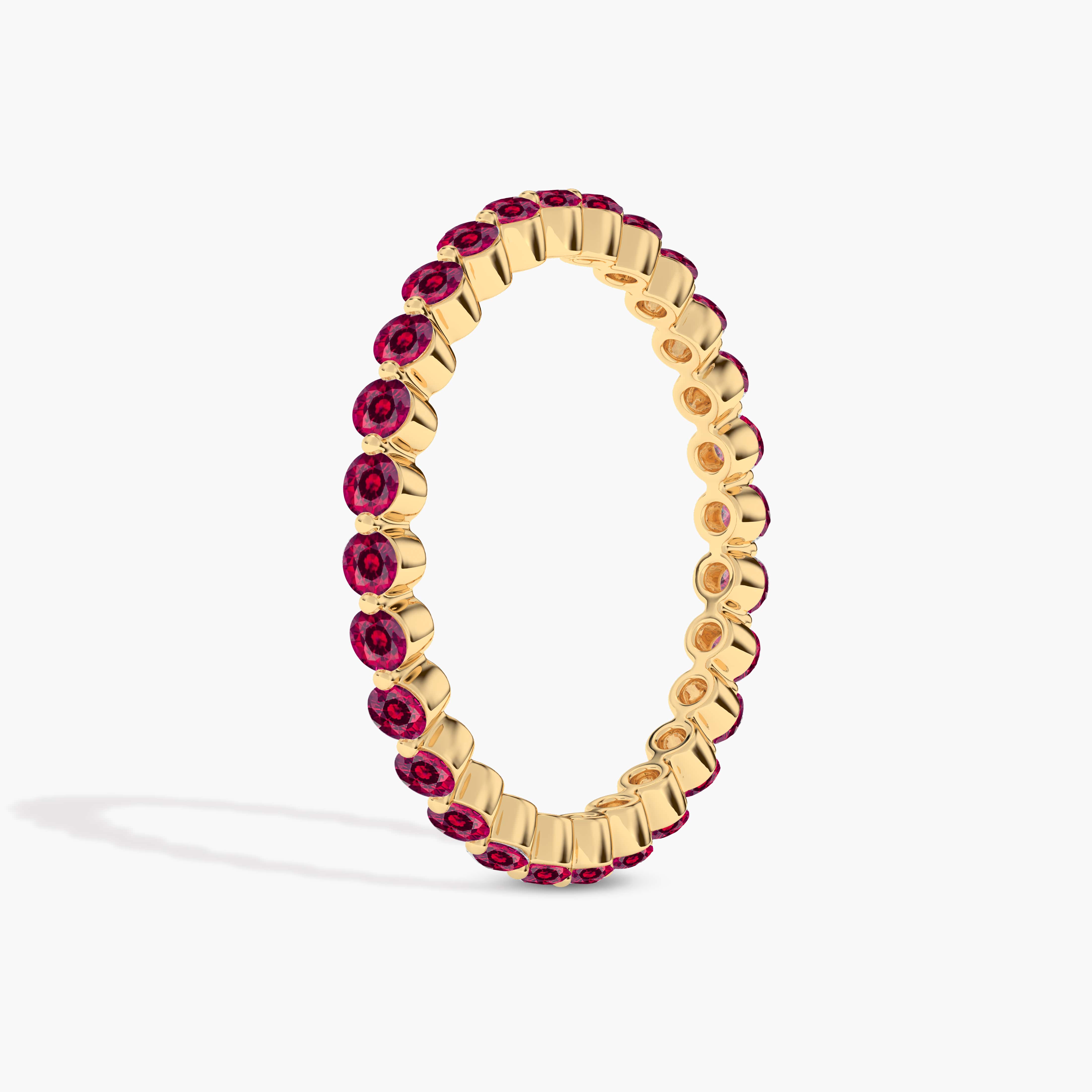 Round Cut Red Ruby Full Eternity Wedding Band for Women
