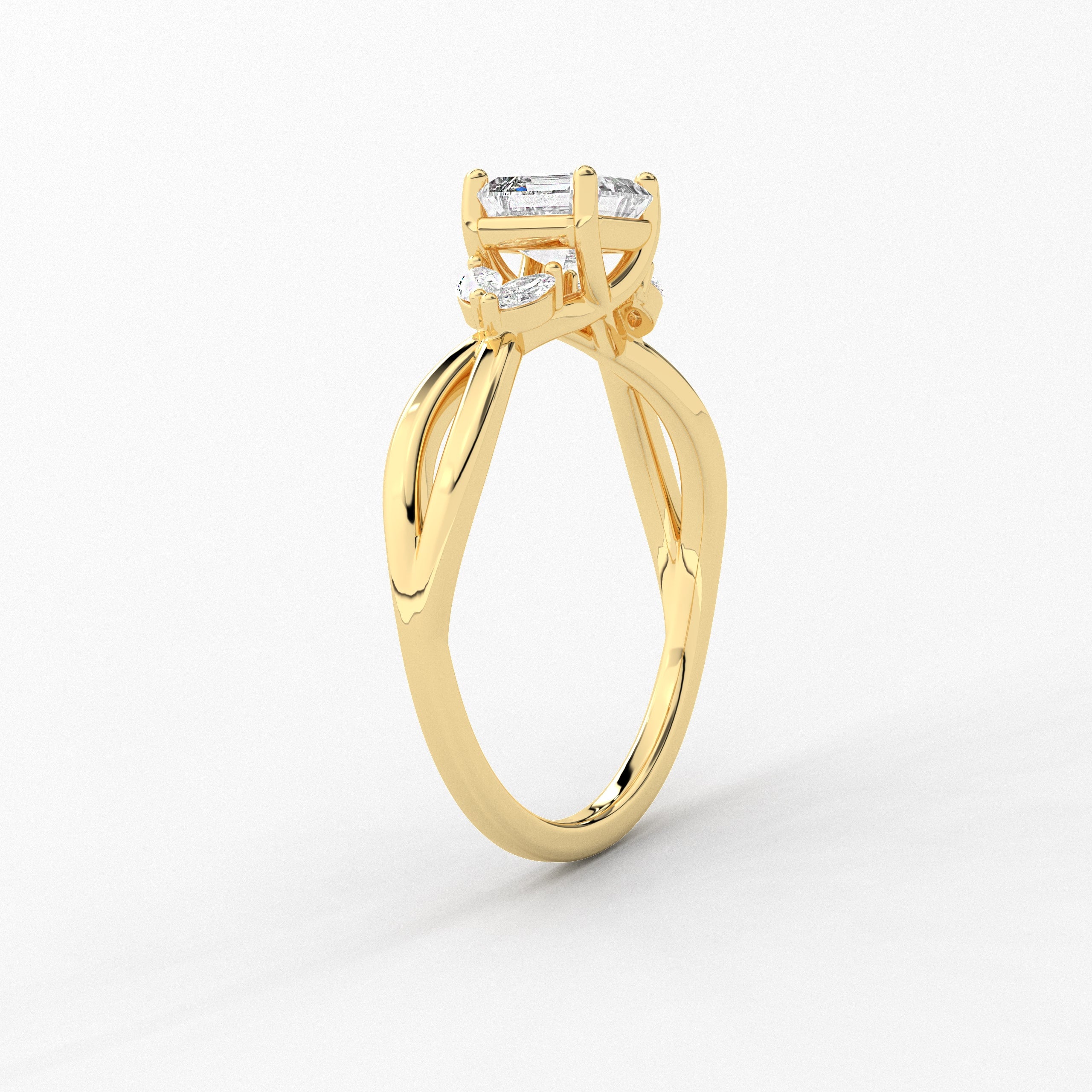 Asscher Cut Nature inspired Engagement Ring For Woman