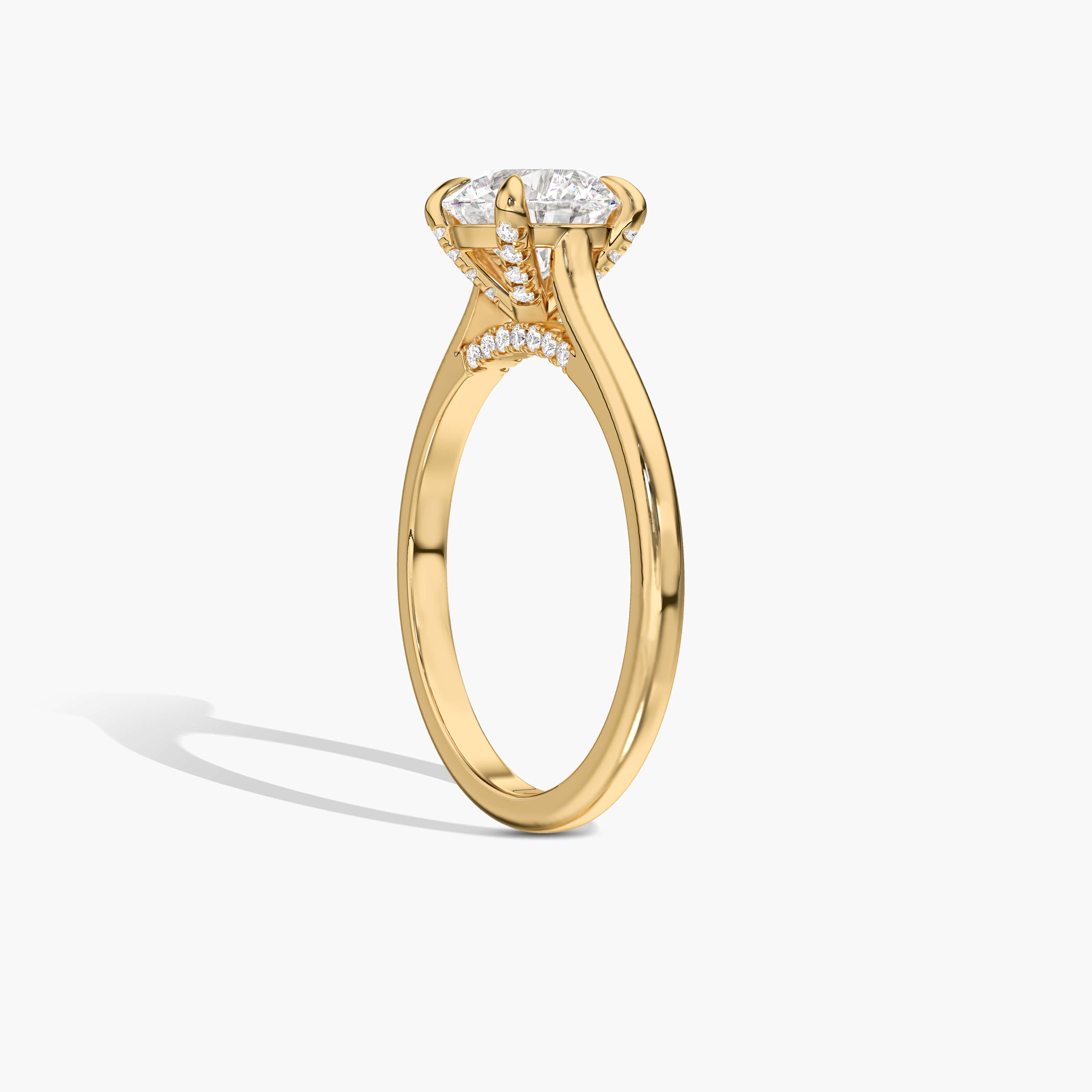 Round Cut Cathedral Setting with Hidden Halo Ring