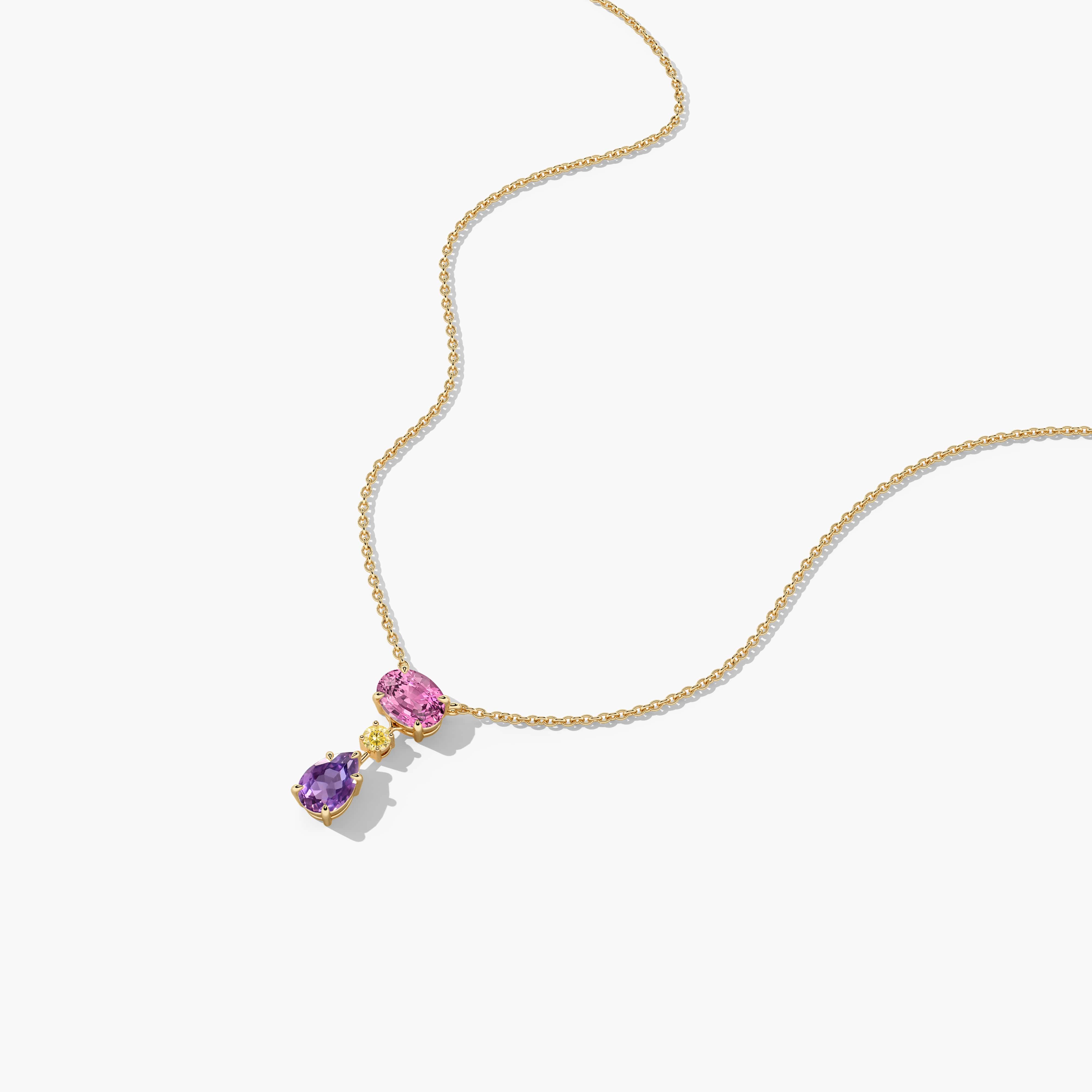 Purple and Yellow Diamond Necklace