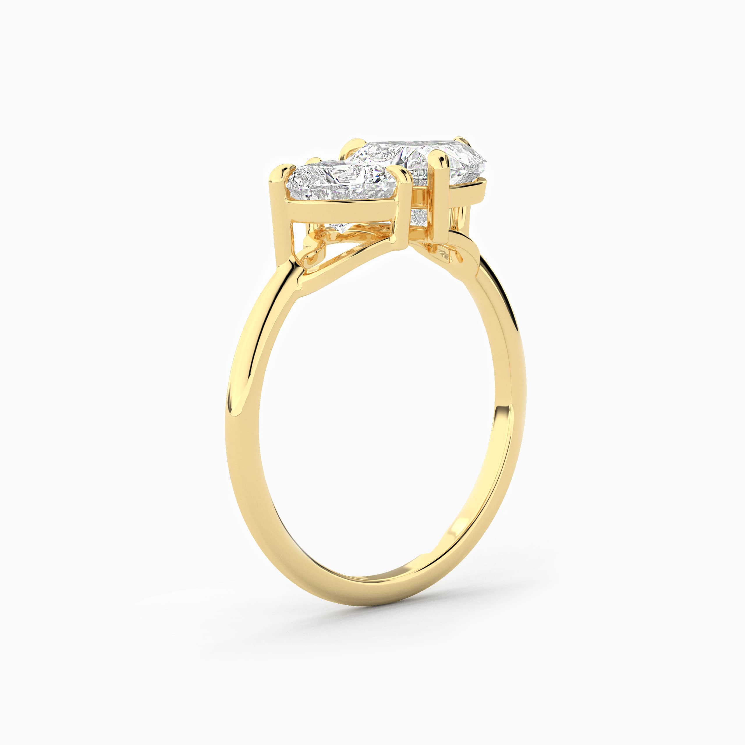 Yellow Gold Toi Et Moi Engagement Ring In Heart Shape Diamond For Woman