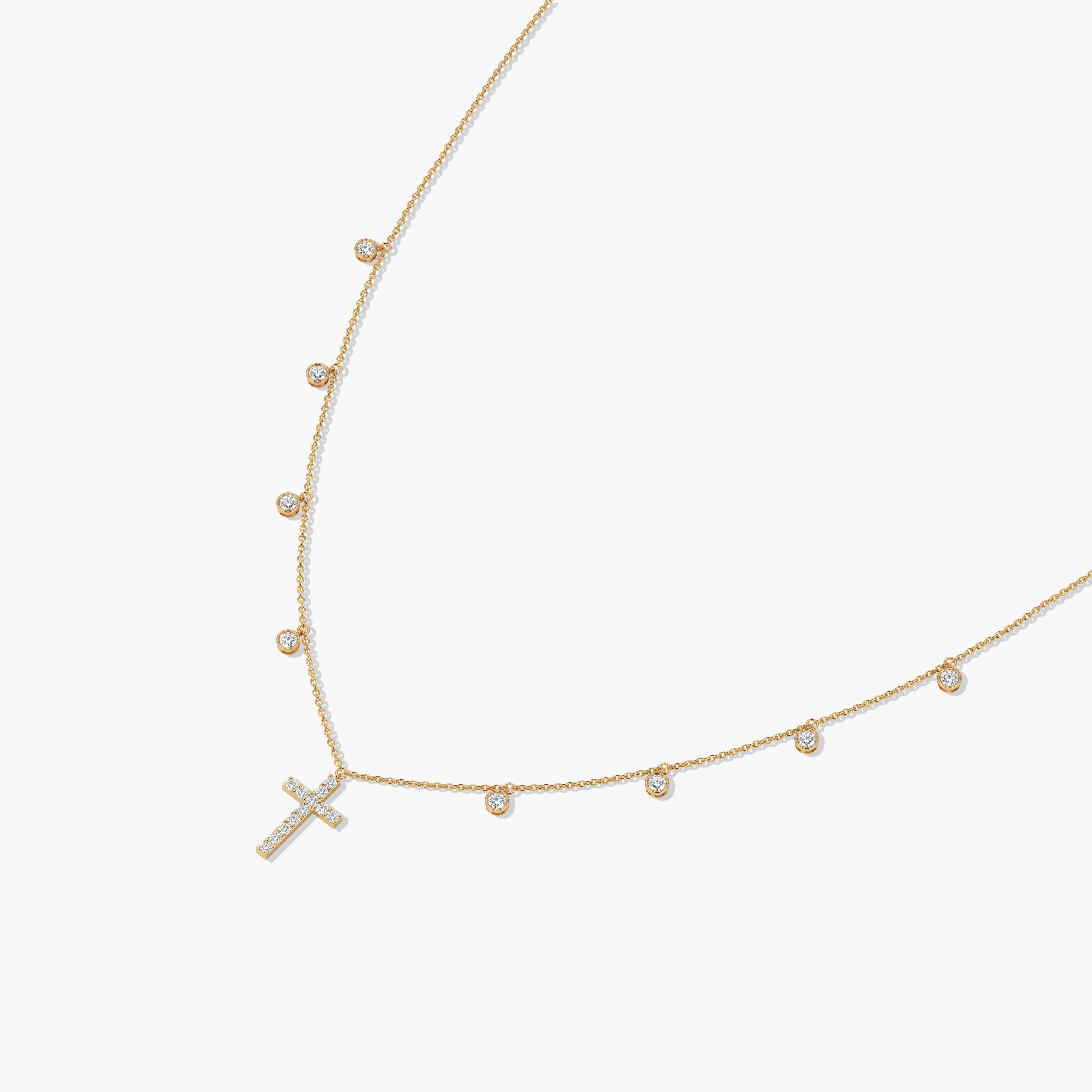 14k yellow gold diamond cross necklace