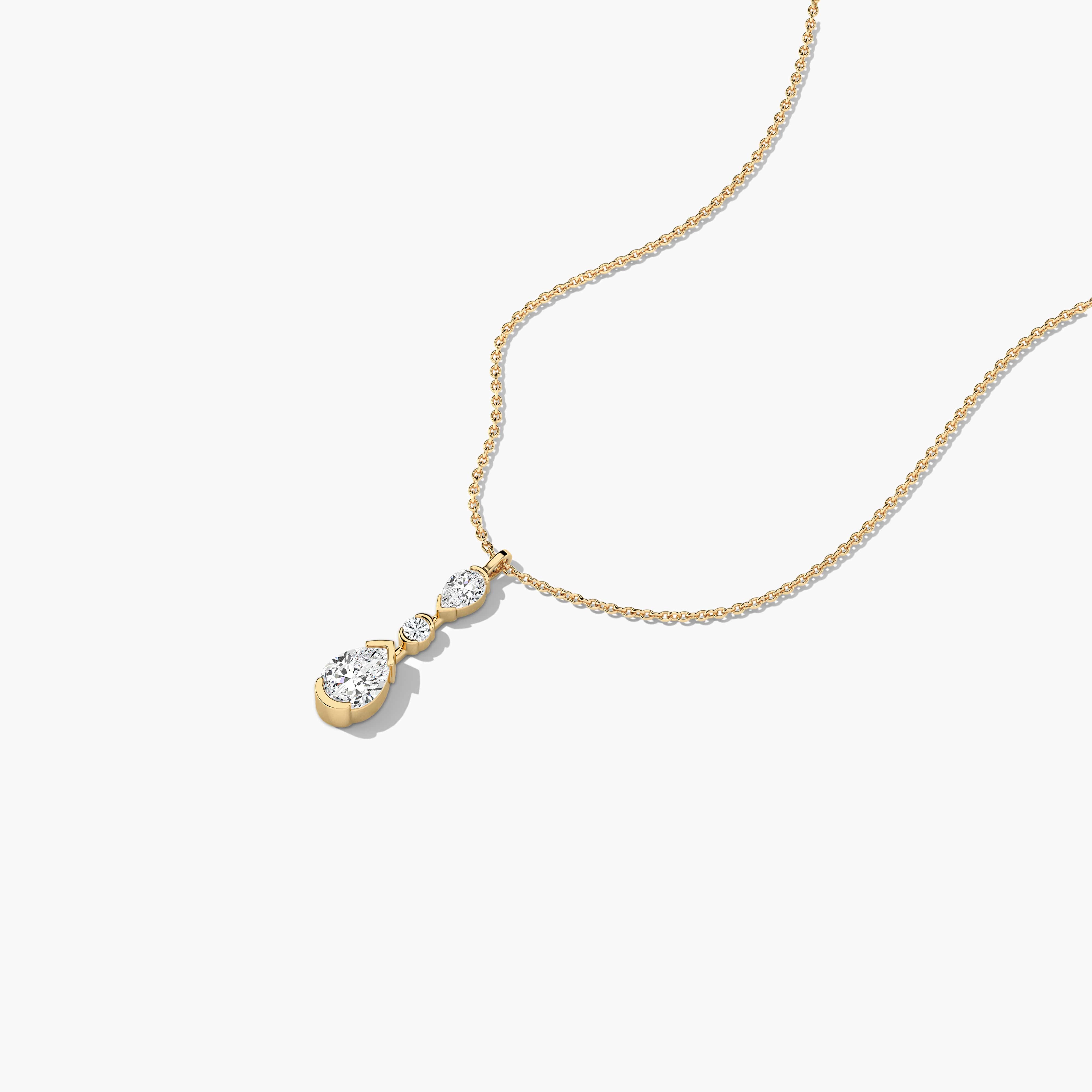 Pear and Round Lab Grown Diamond Necklace