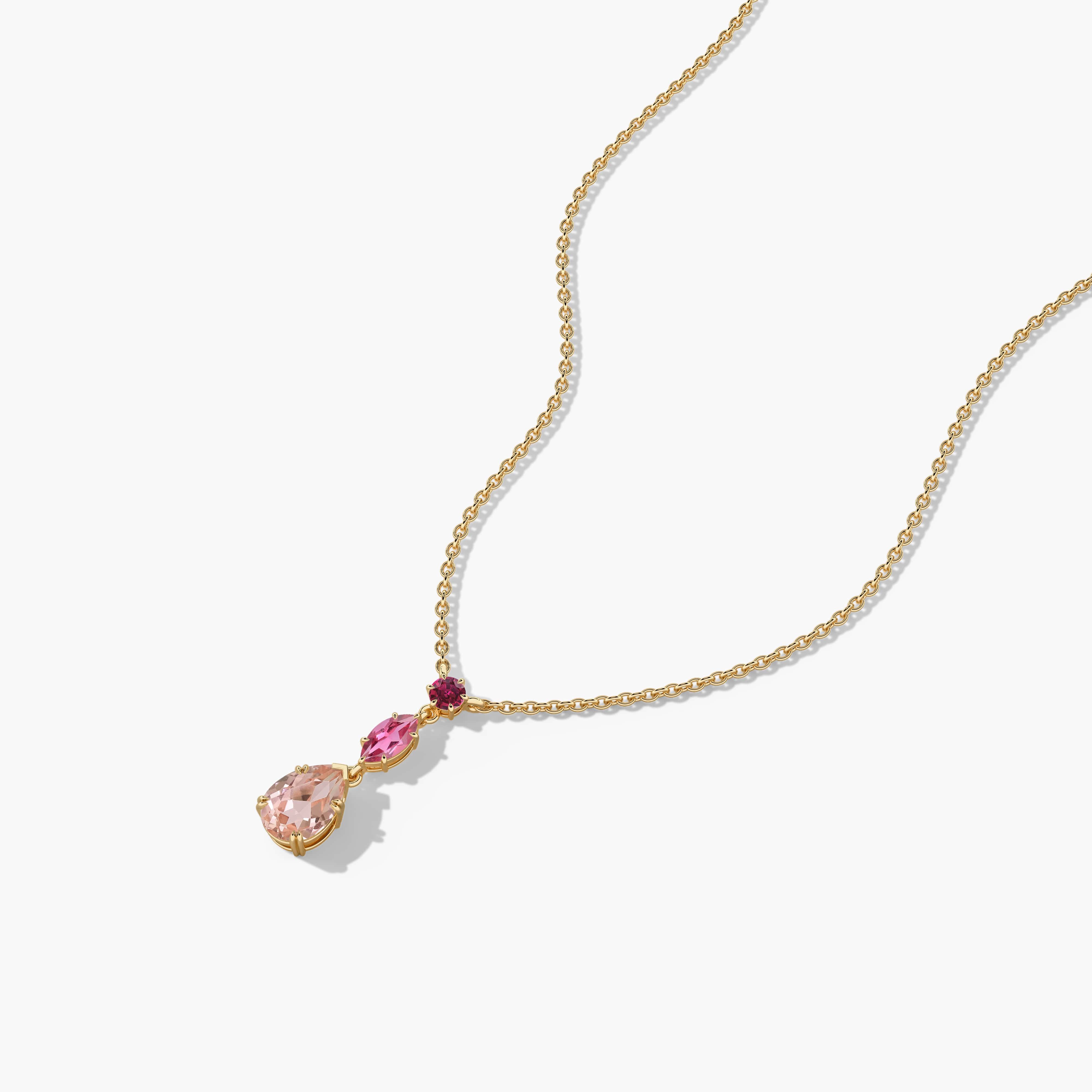 Pink Tourmaline and Morganite Drop Necklace