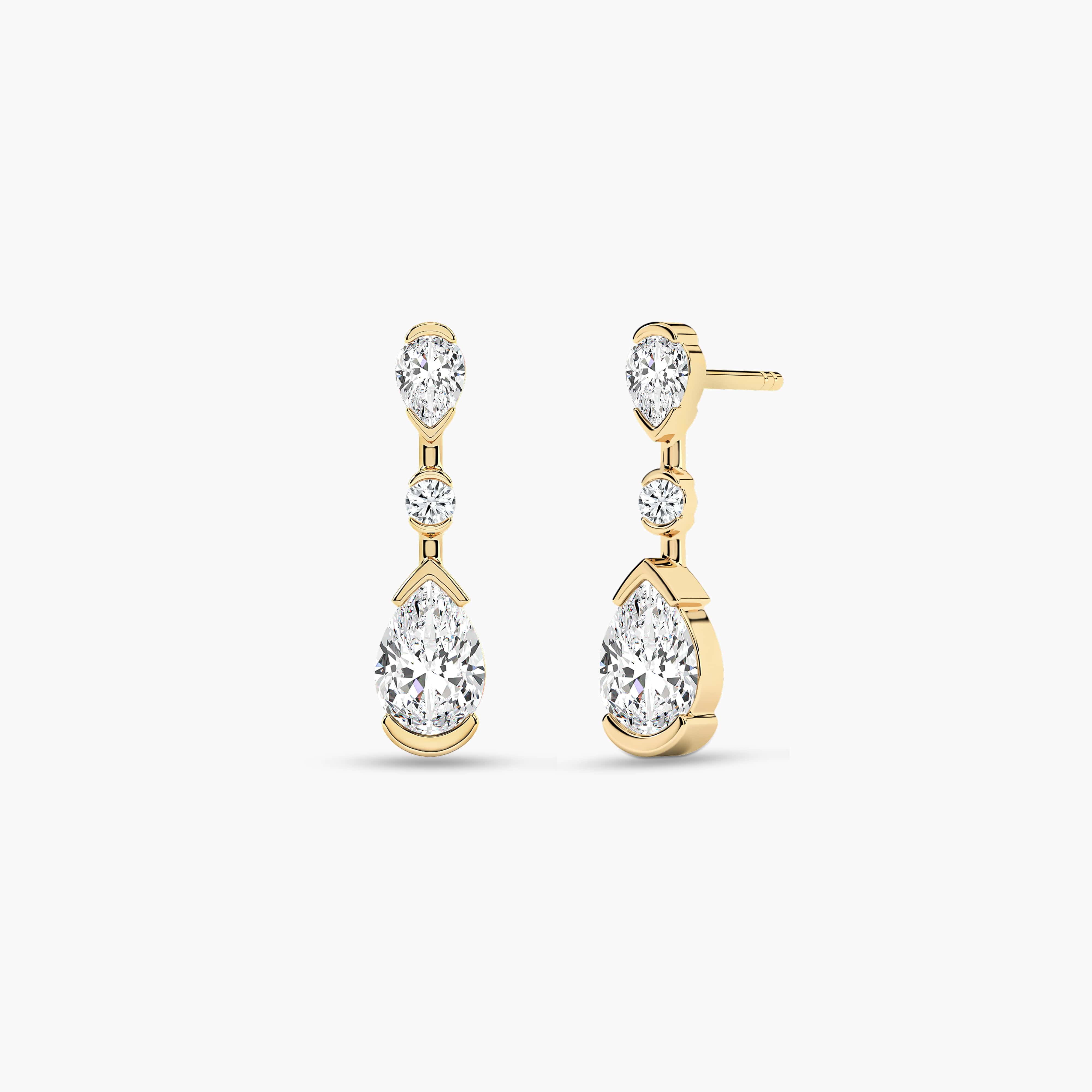 yellow gold and diamond drop earrings