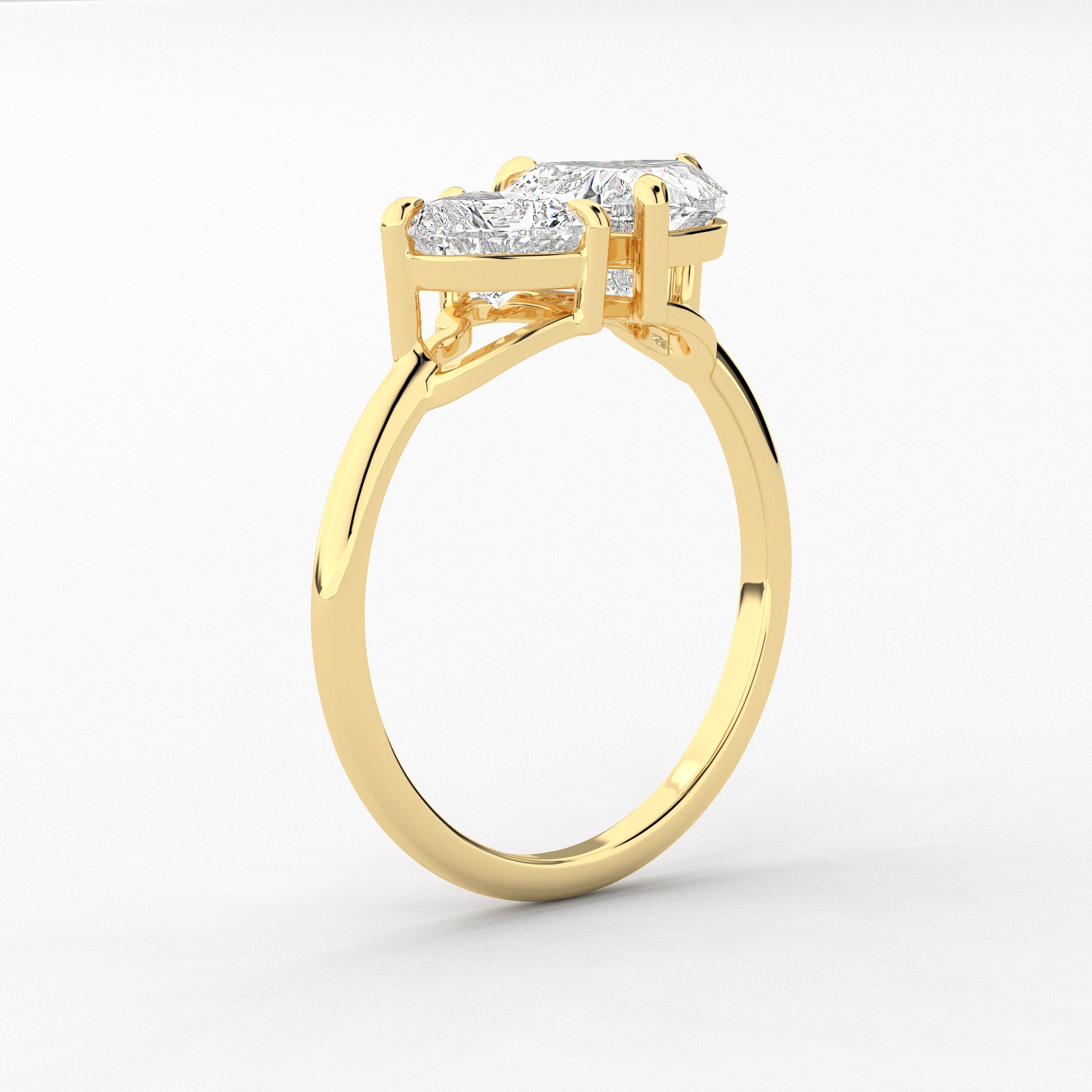 Yellow Gold Toi Et Moi Engagement Ring In Heart Shape Diamond  For Woman 