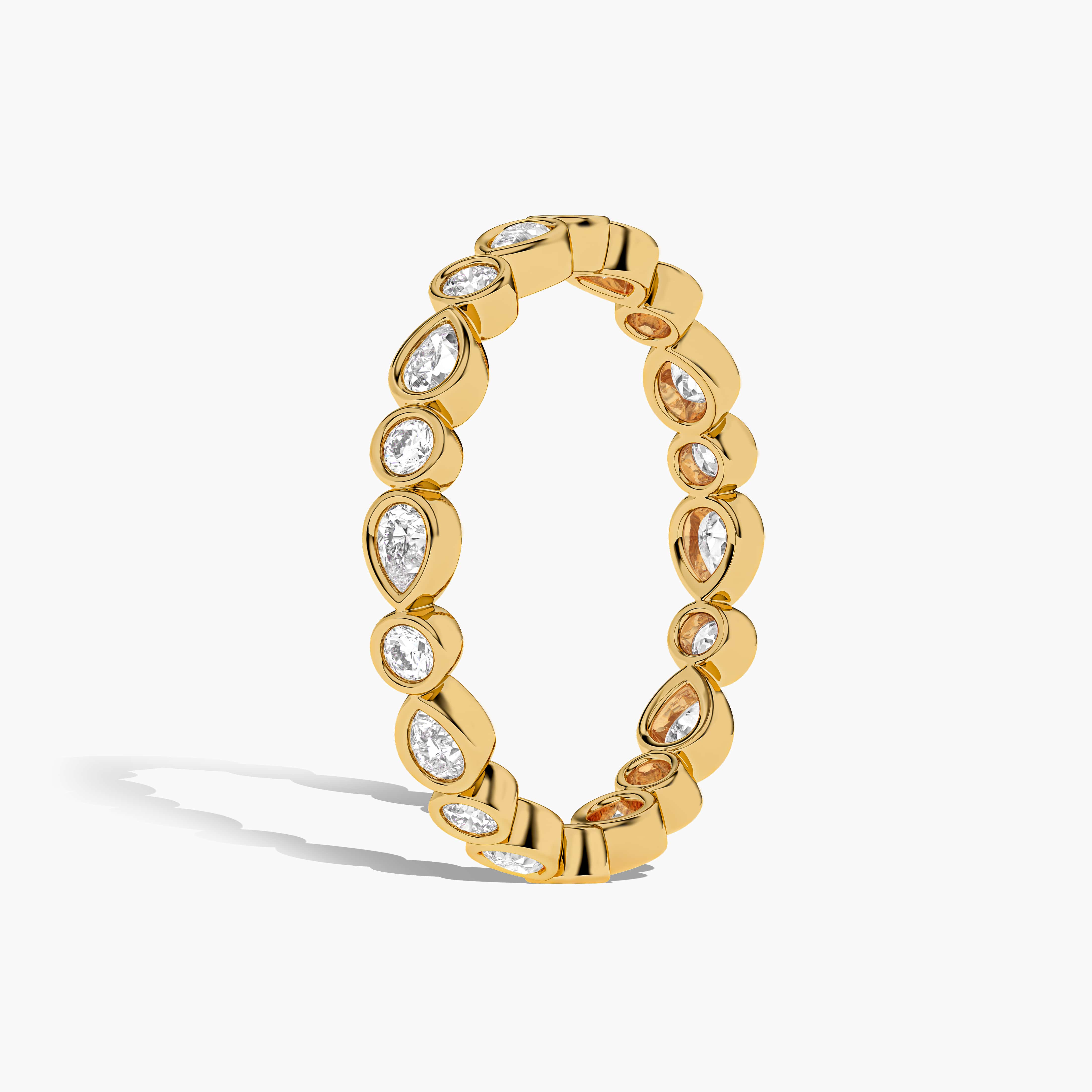 Pear and Round Bezel Set Full Eternity Band