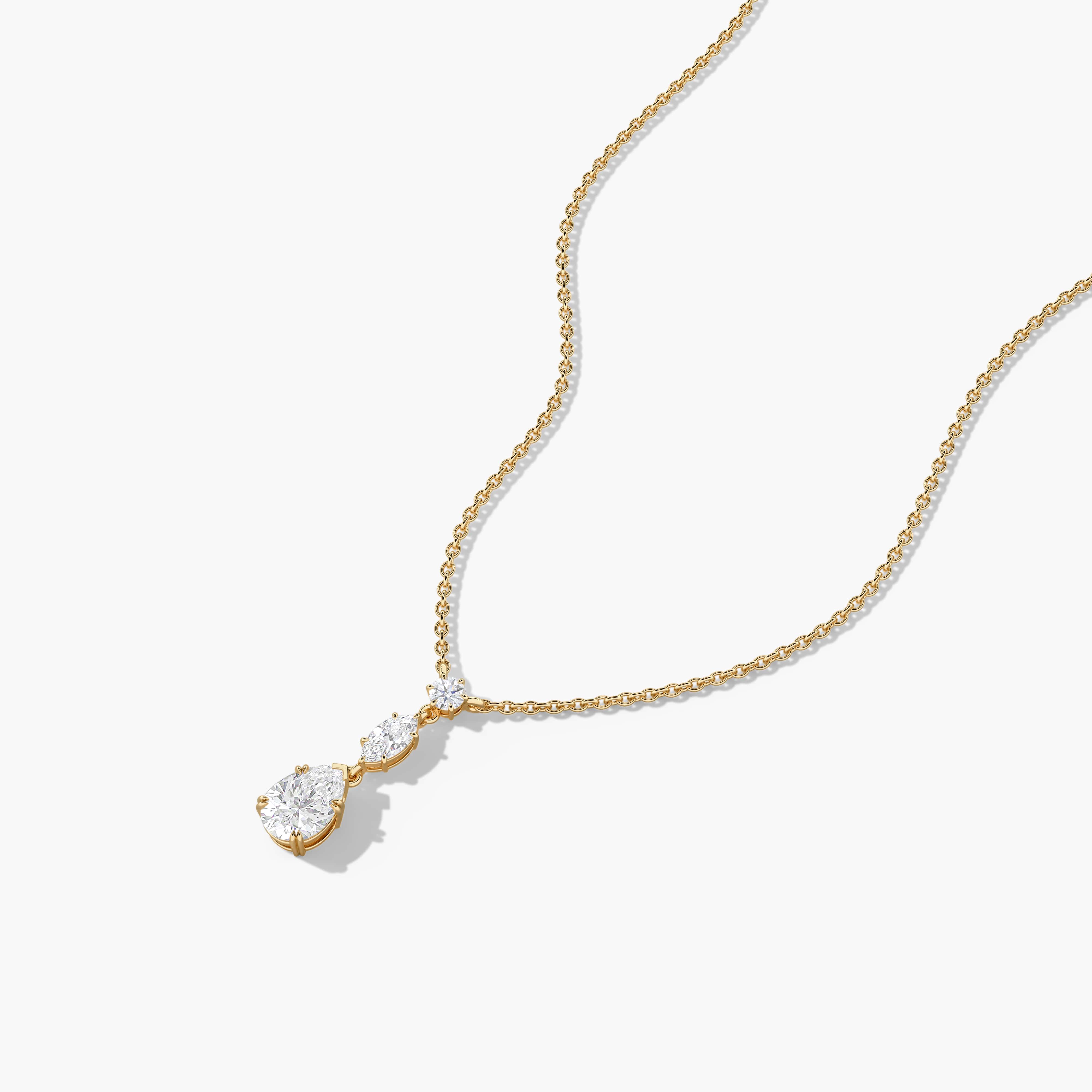 three diamond drop necklace​