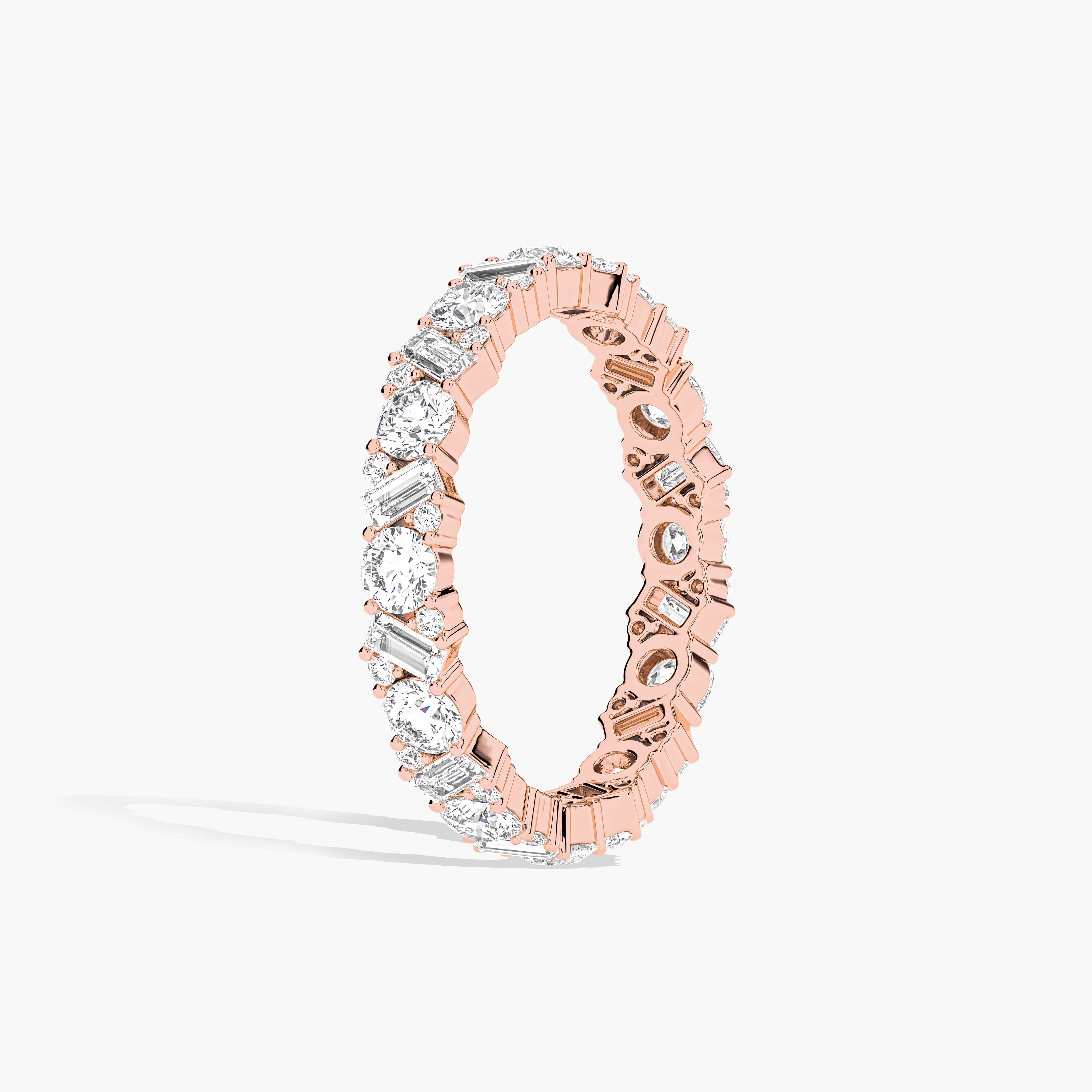 Round Diamond Eternity Band with Baguette