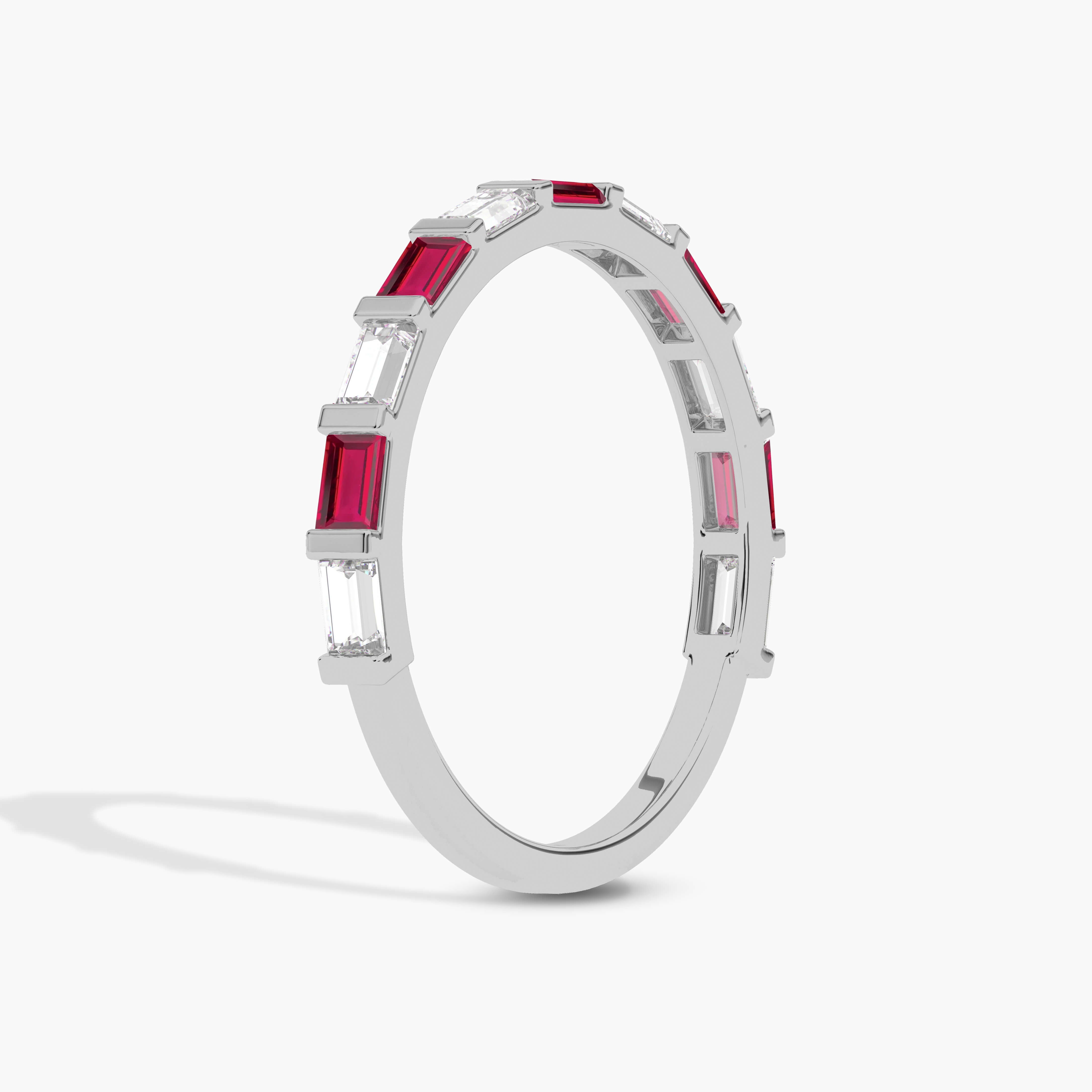 Ruby And Baguette Diamond wedding band