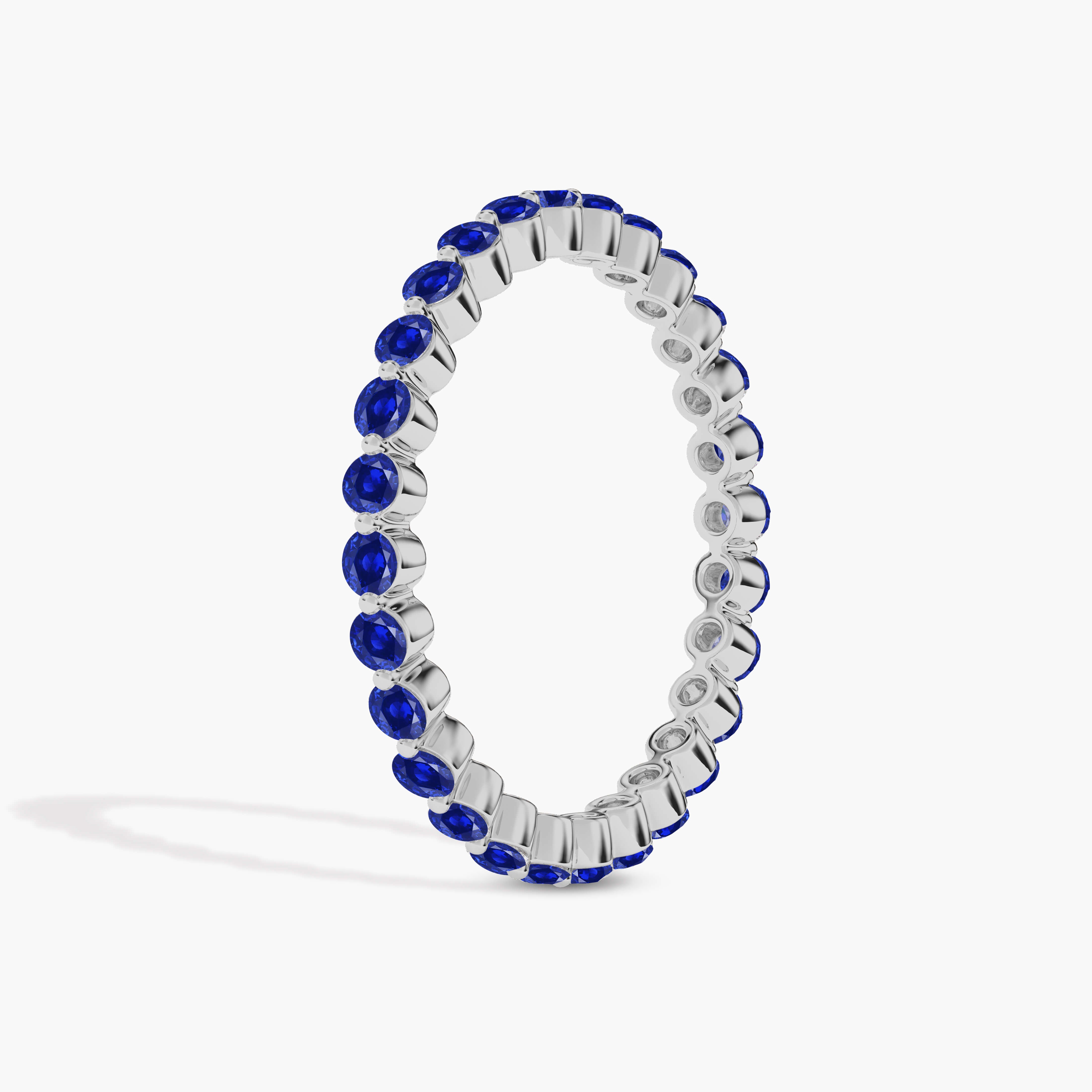 Blue Sapphire Eternity Wedding In Round Cut Band In White Gold 