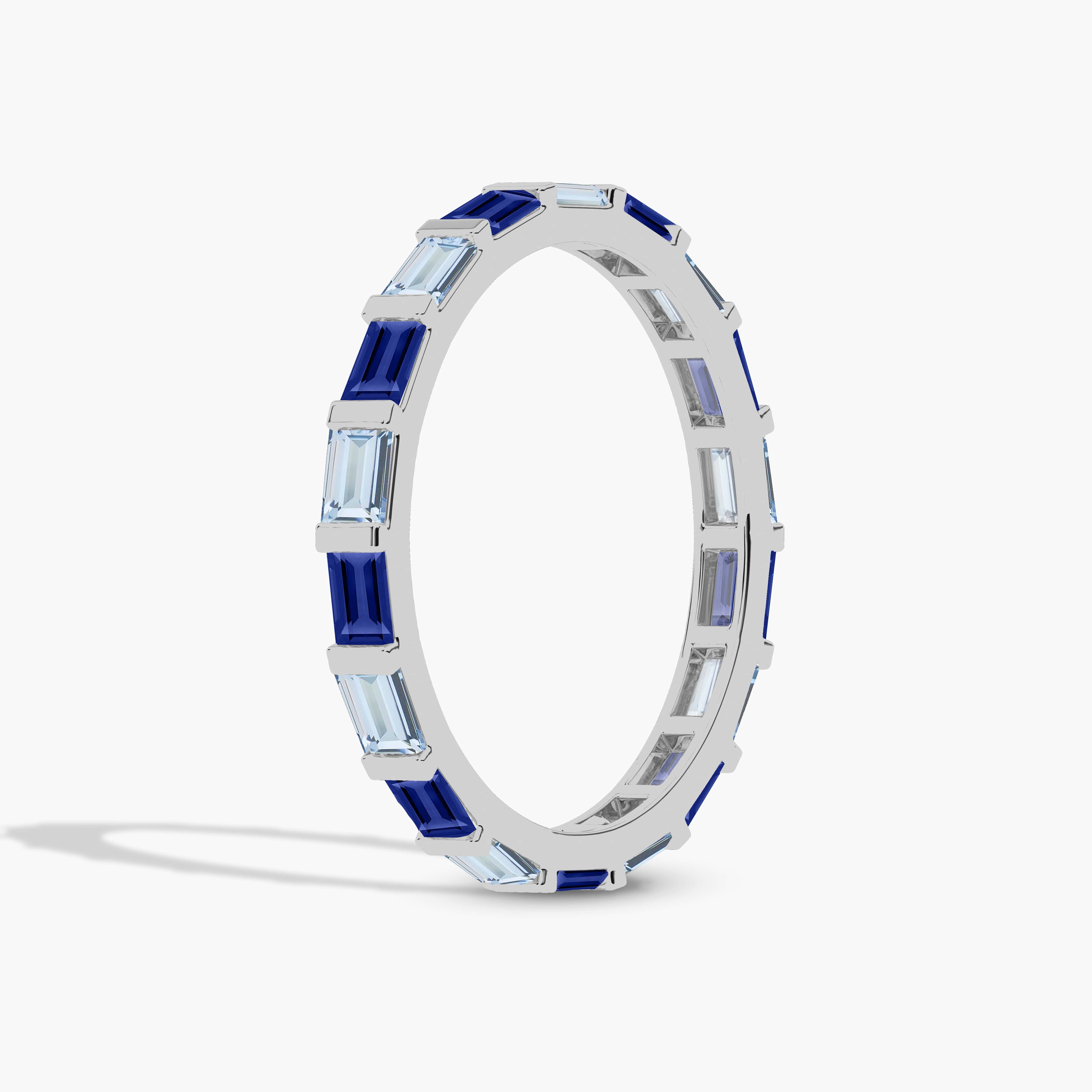 Blue Sapphire Wedding Band​ In Silver 