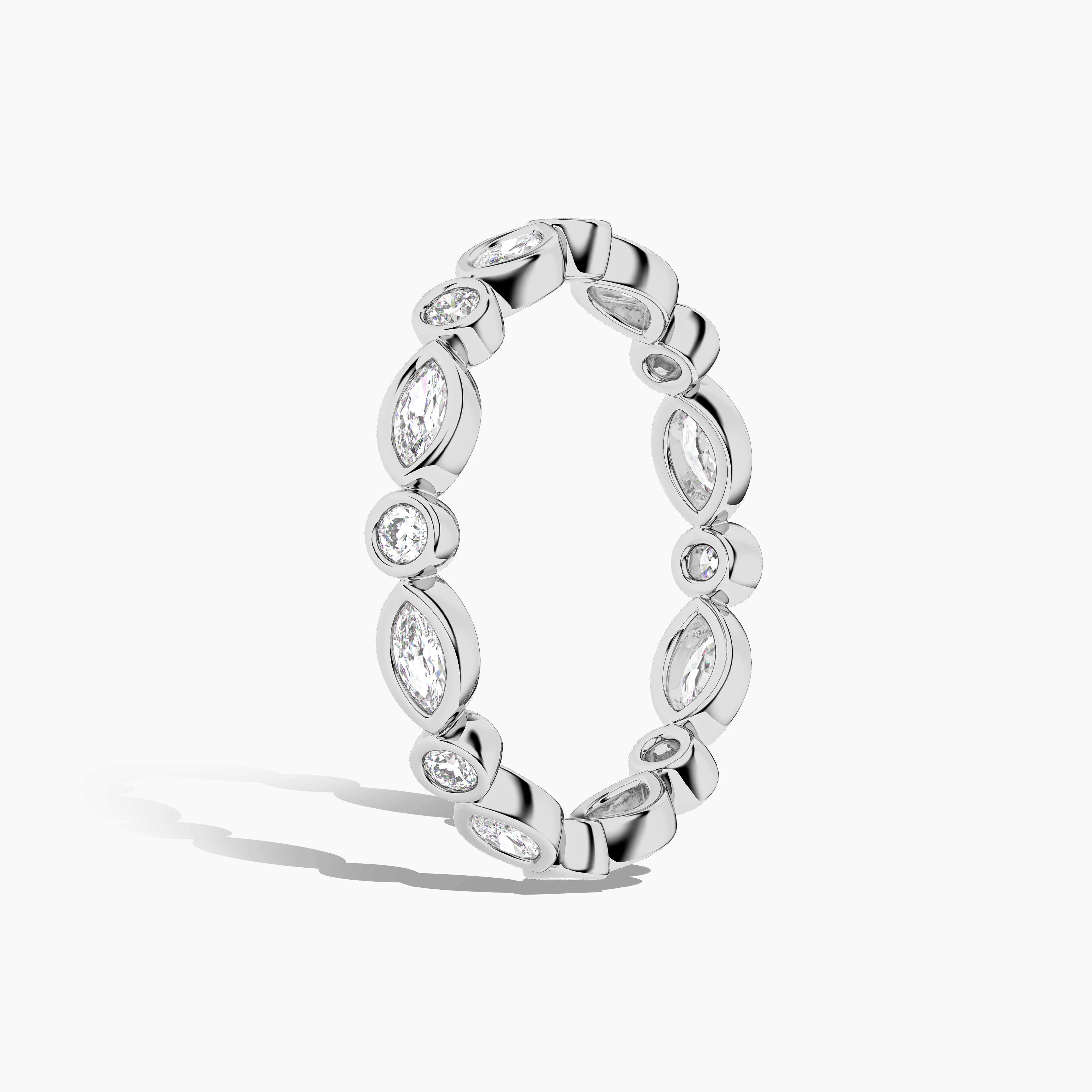 Round Marquise Diamond Wedding Band